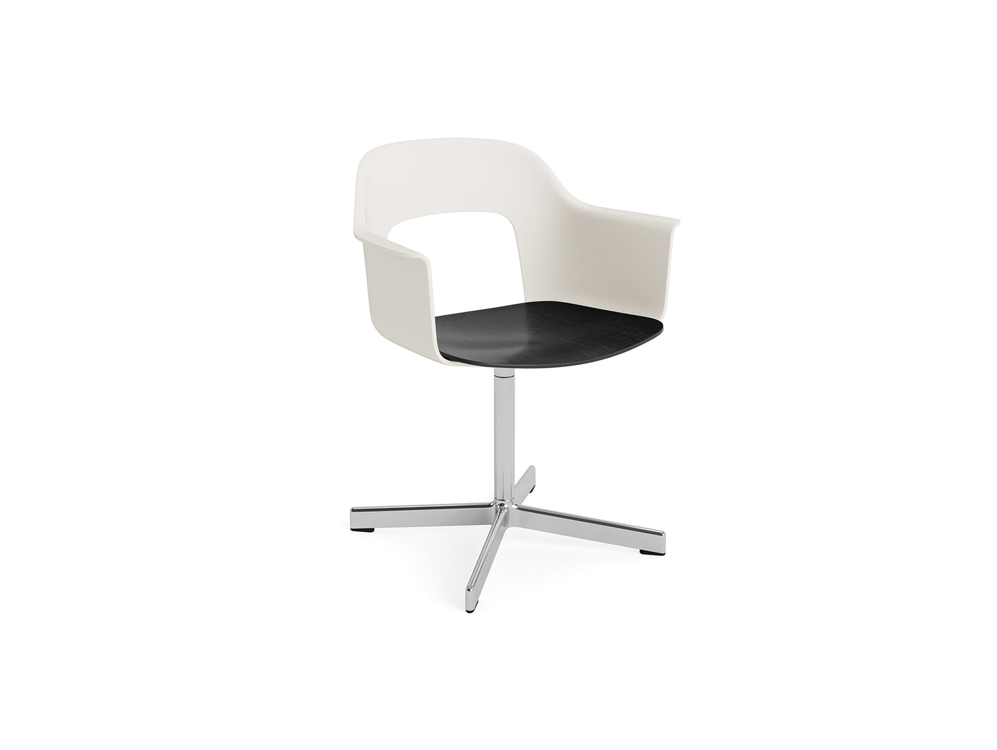 Layout Armchair 232 Swivel Base by HAY - Polished Aluminium Base / Cream White / Black Oak