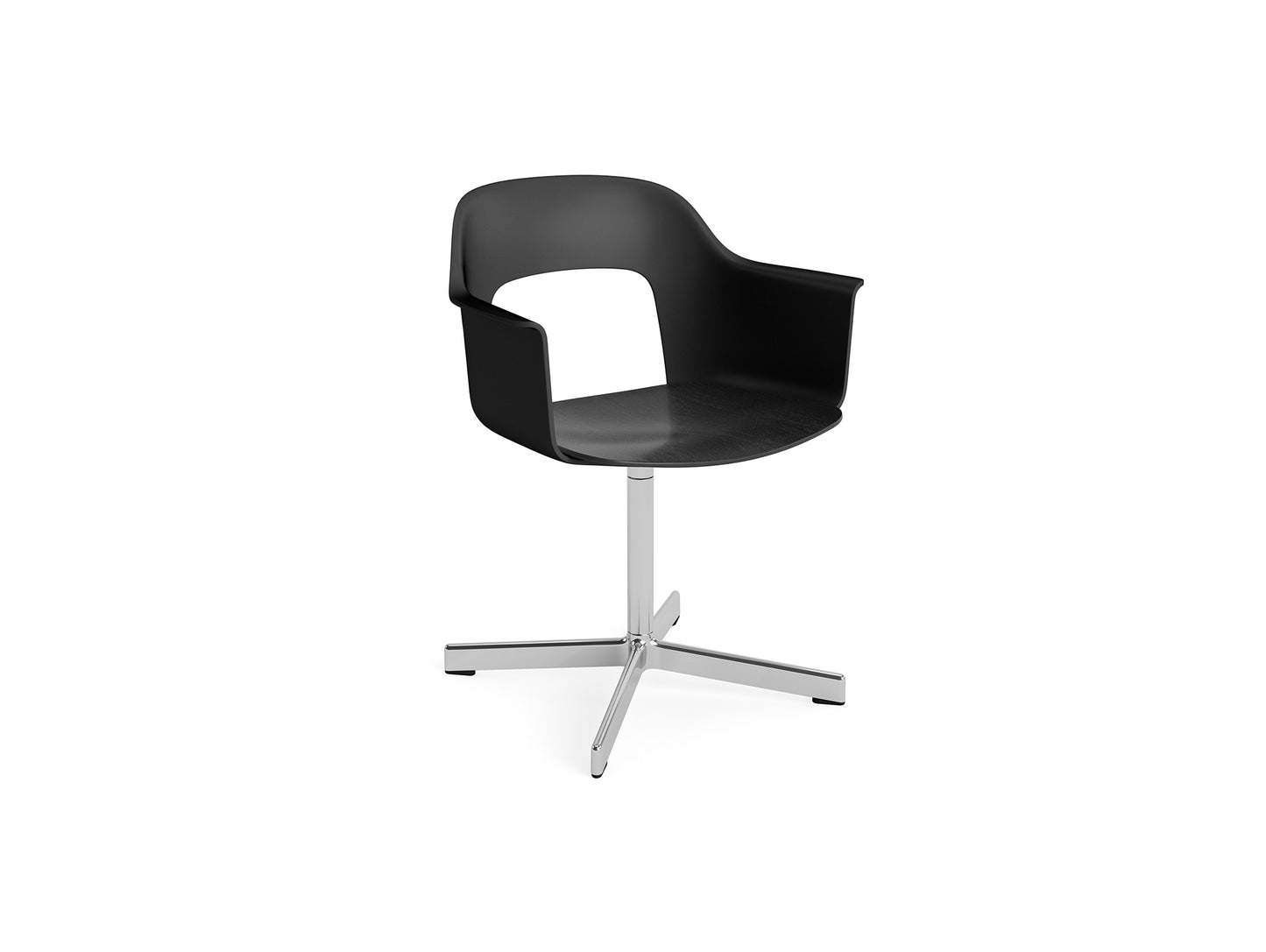 Layout Armchair 232 Swivel Base by HAY - Polished Aluminium Base / Black / Black Oak