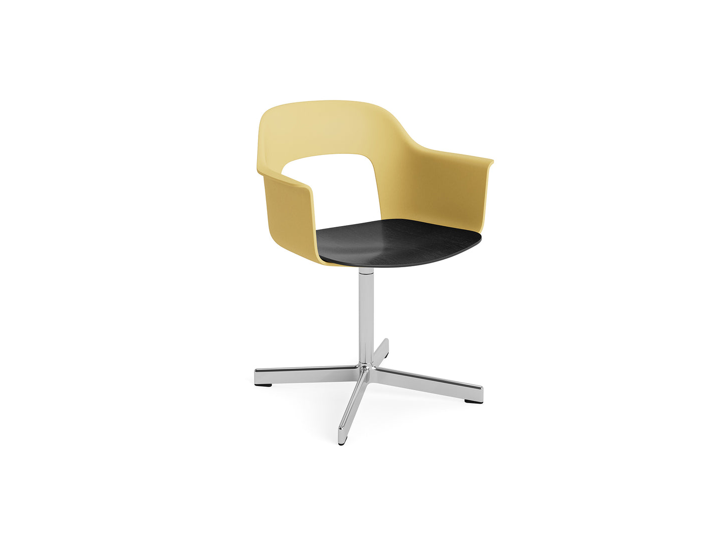 Layout Armchair 232 Swivel Base by HAY - Polished Aluminium Base / Biscotti / Black Oak