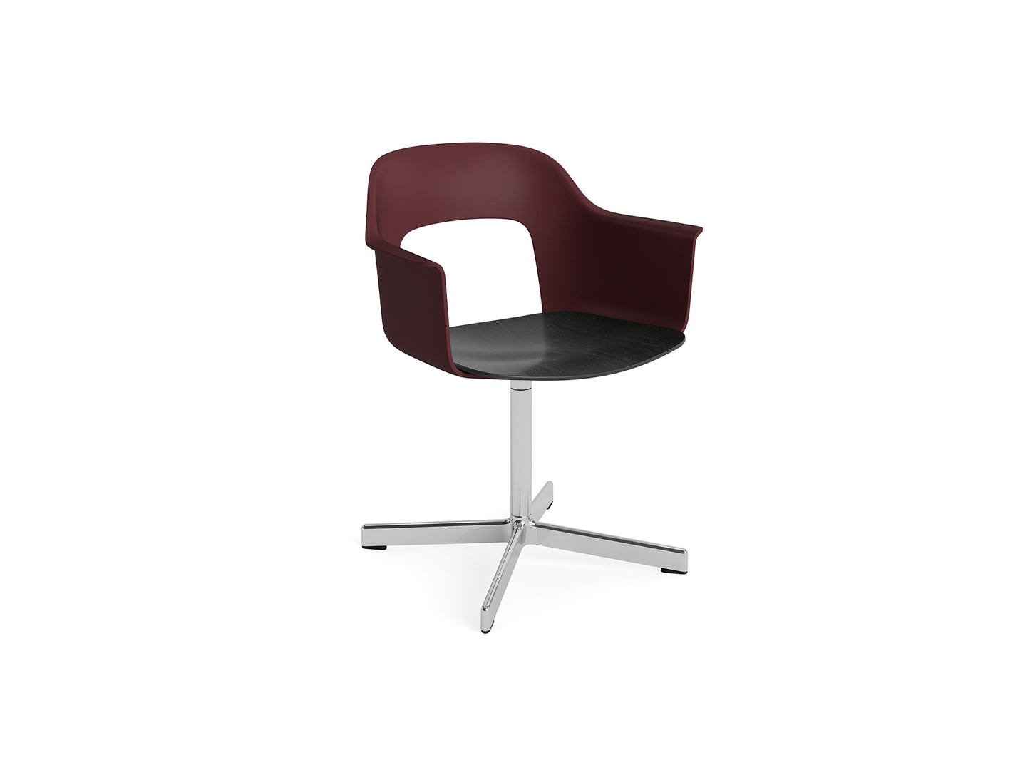 Layout Armchair 232 Swivel Base by HAY - Polished Aluminium Base / Bordeaux / Black Oak