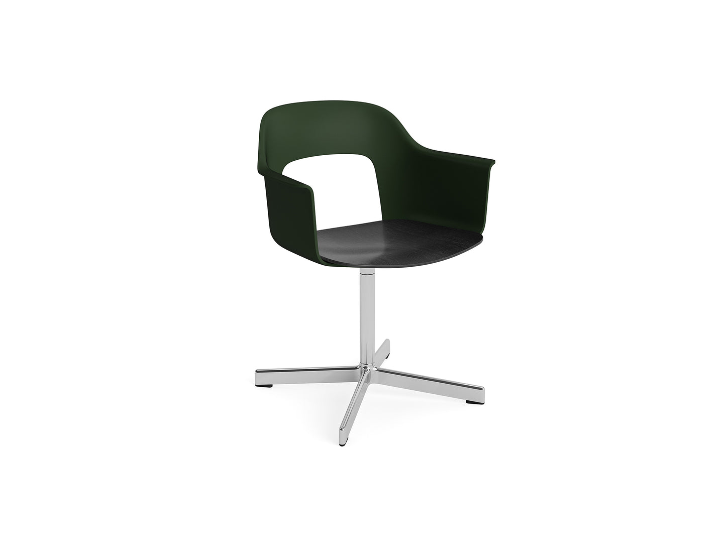 Layout Armchair 232 Swivel Base by HAY - Polished Aluminium Base / Bottle Green / Black Oak