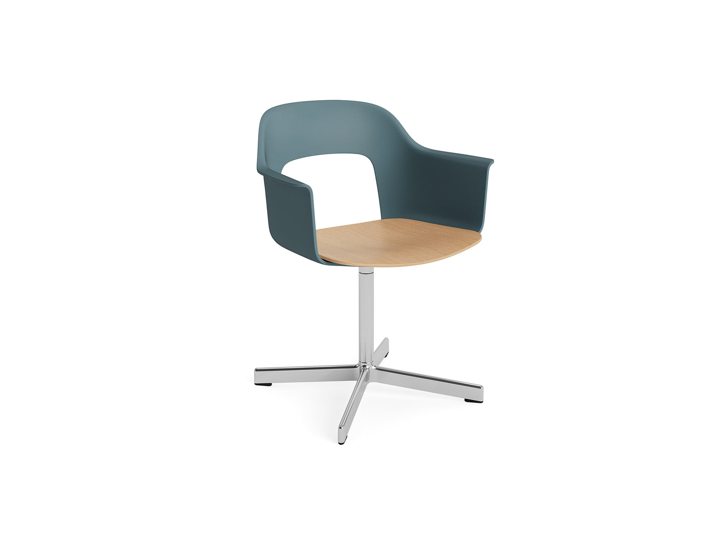 Layout Armchair 232 Swivel Base by HAY - Polished Aluminium Base / Ocean / Oak
