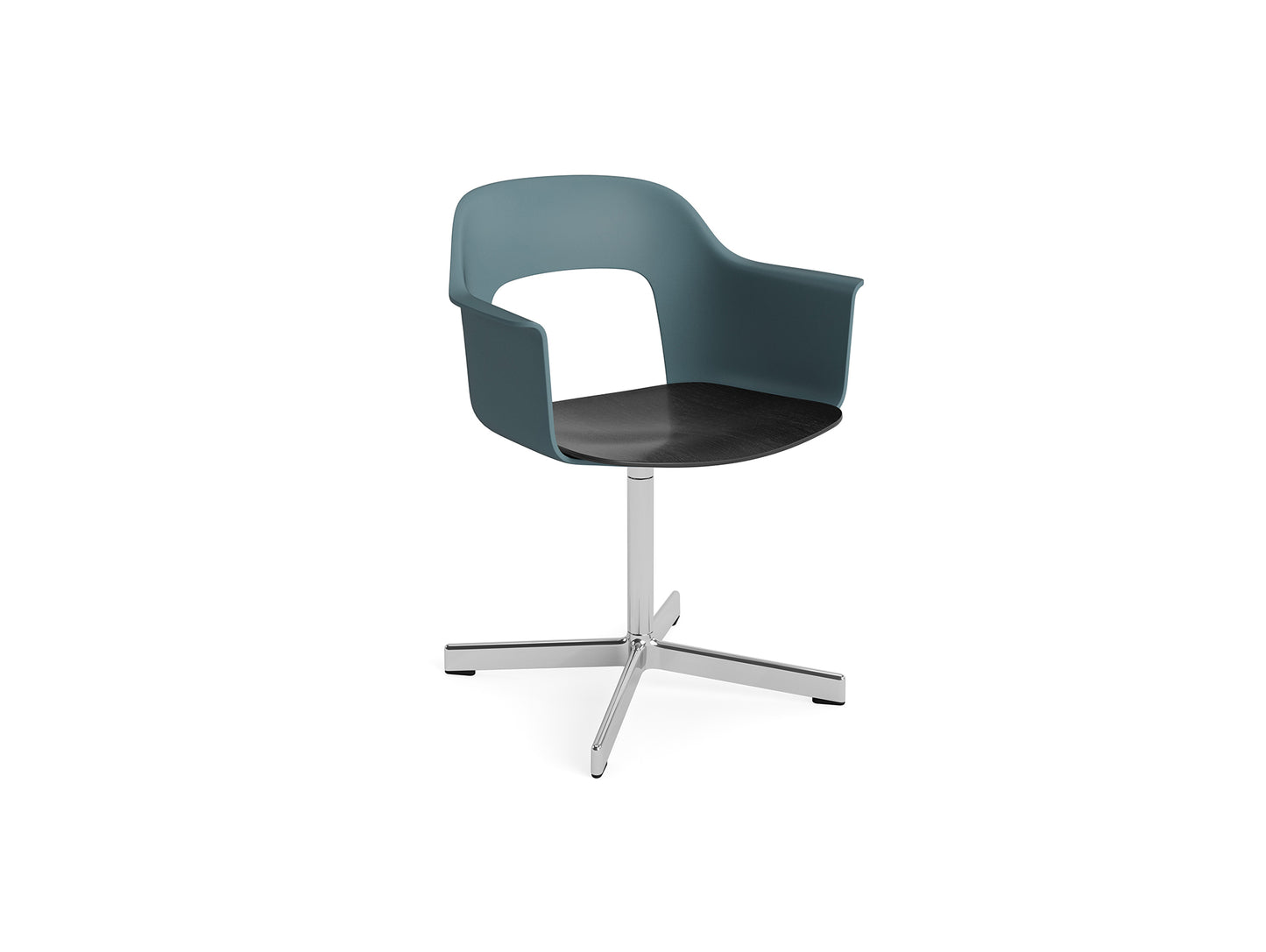 Layout Armchair 232 Swivel Base by HAY - Polished Aluminium Base / Ocean / Black Oak