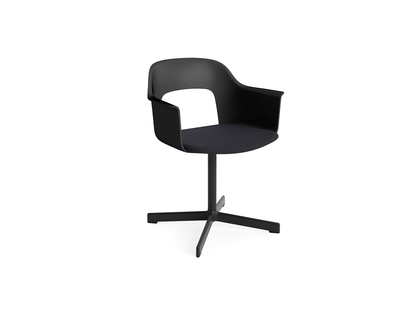 Layout Armchair 233 - Swivel Base by HAY - Black Aluminium Base / Black / Steelcut Trio 195