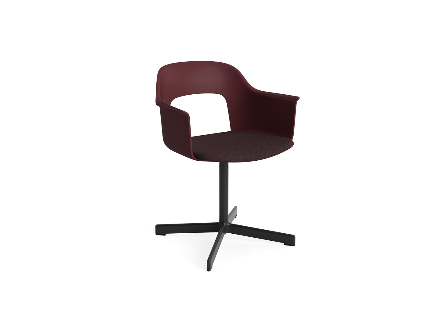 Layout Armchair 233 - Swivel Base by HAY - Black Aluminium Base / Bordeaux White / Remix 373