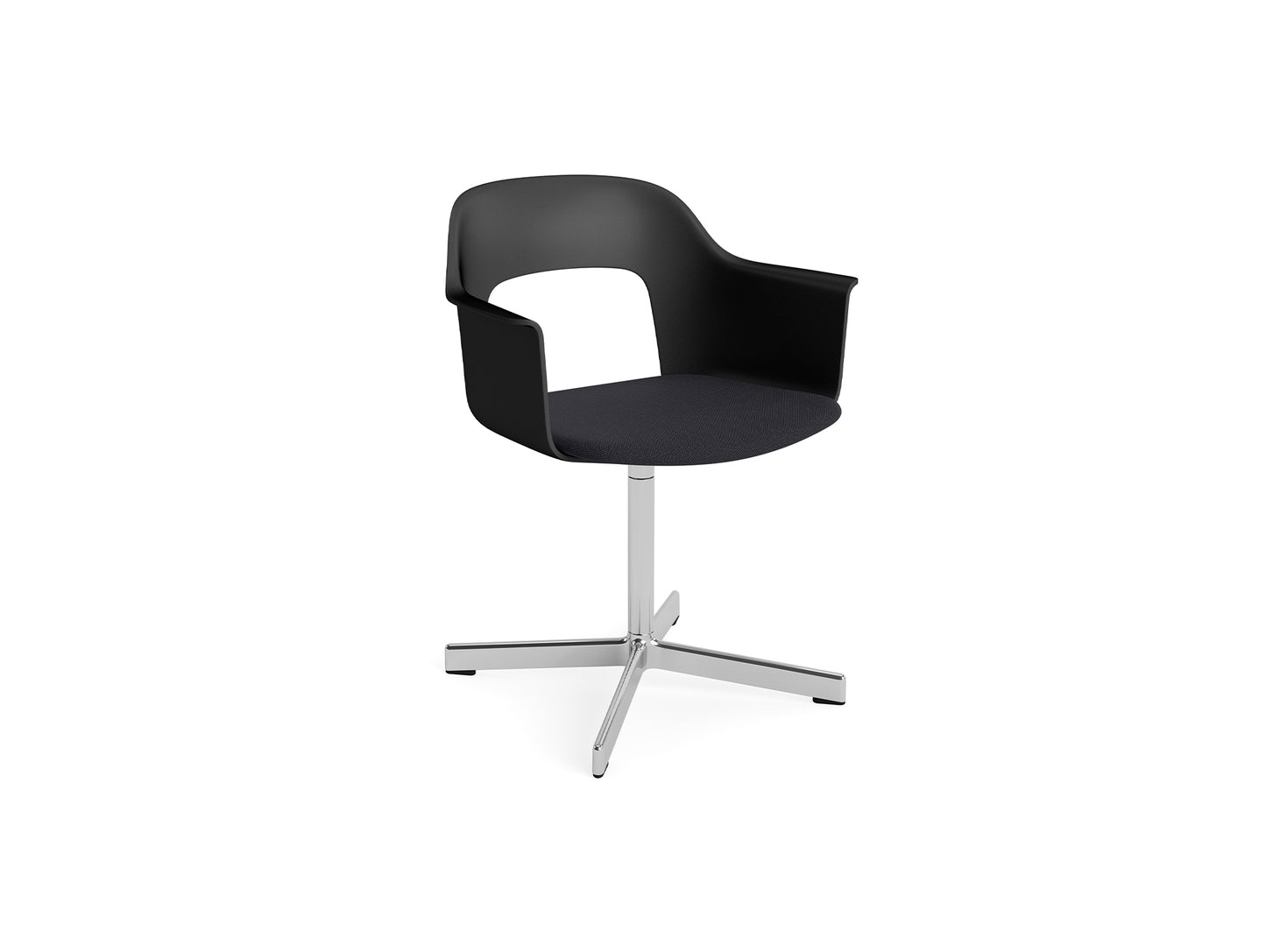 Layout Armchair 233 - Swivel Base by HAY - Polished Aluminium Base / Black / Steelcut Trio 195