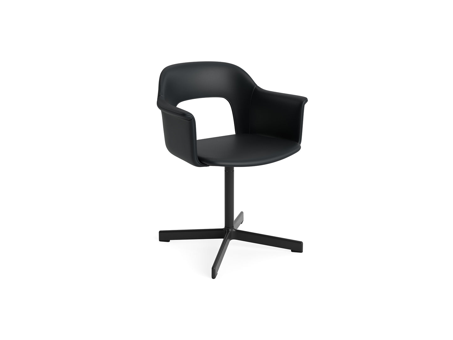 Layout Armchair 234 - Swivel Base by HAY - Black Aluminium Base / Black Grano Leather