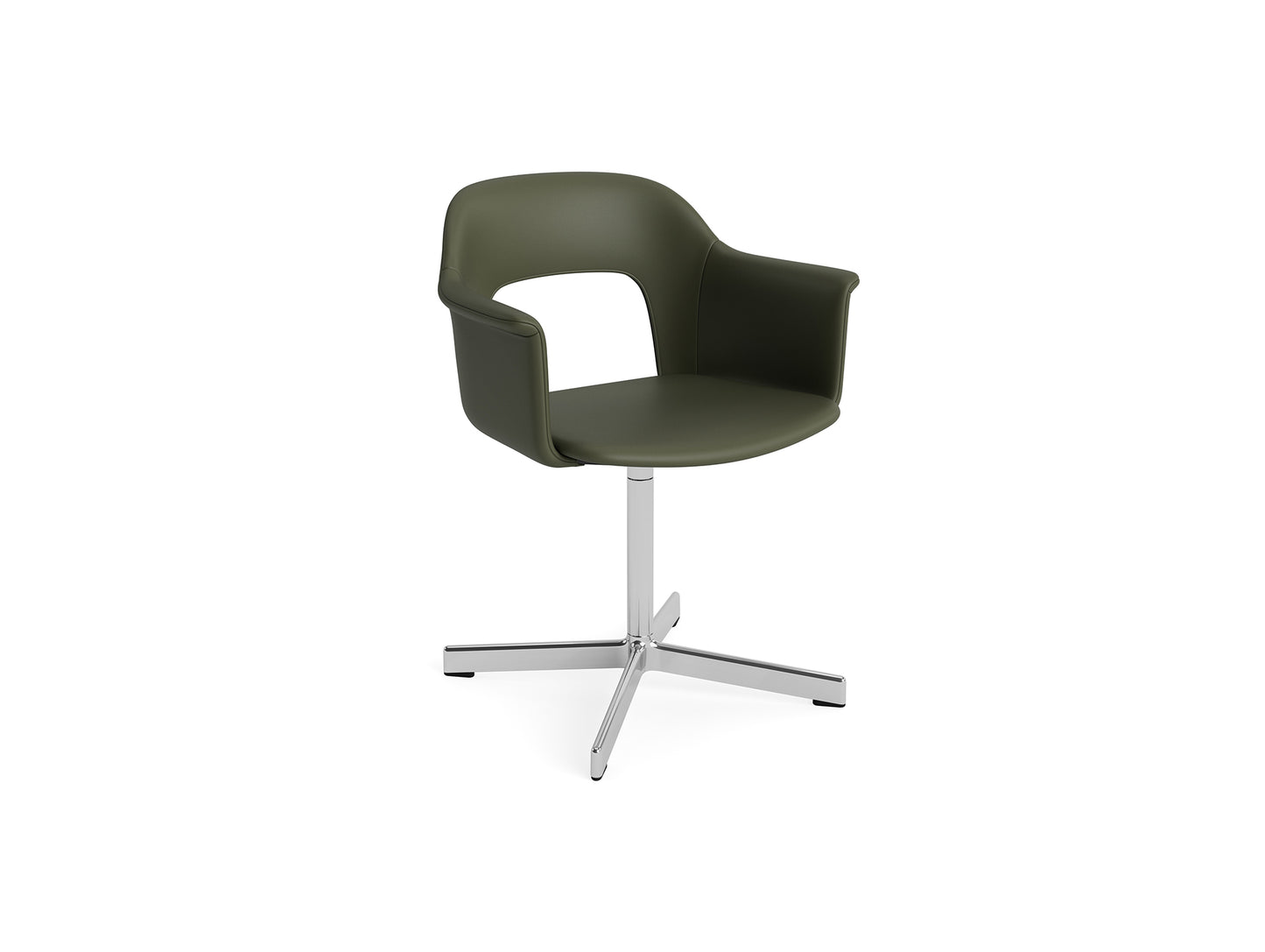 Layout Armchair 234 - Swivel Base by HAY - Polished Aluminium Base / Caper Green Grano Leather