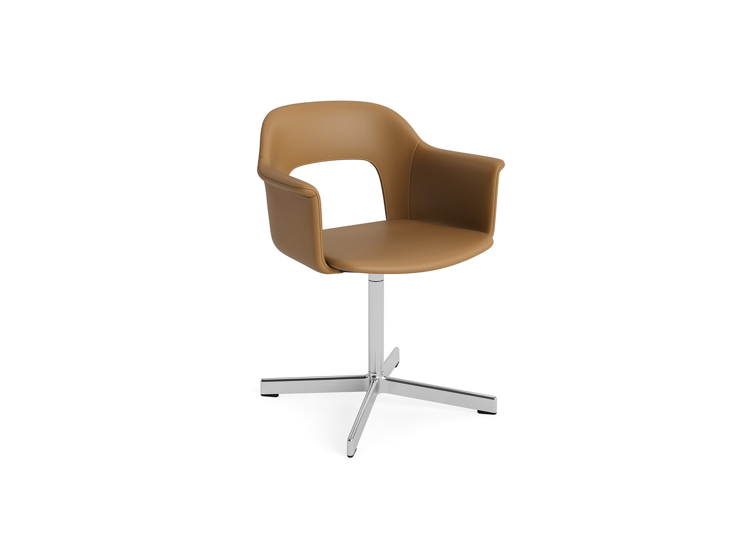 Layout Armchair 234 - Swivel Base by HAY - Polished Aluminium Base / Cognac Grano Leather