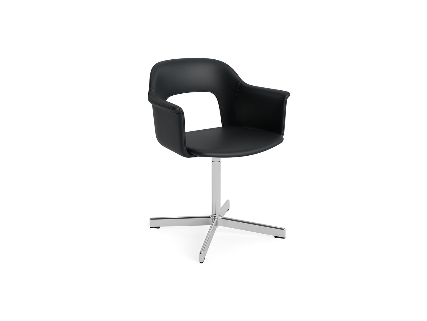 Layout Armchair 234 - Swivel Base by HAY - Polished Aluminium Base / Black Grano Leather