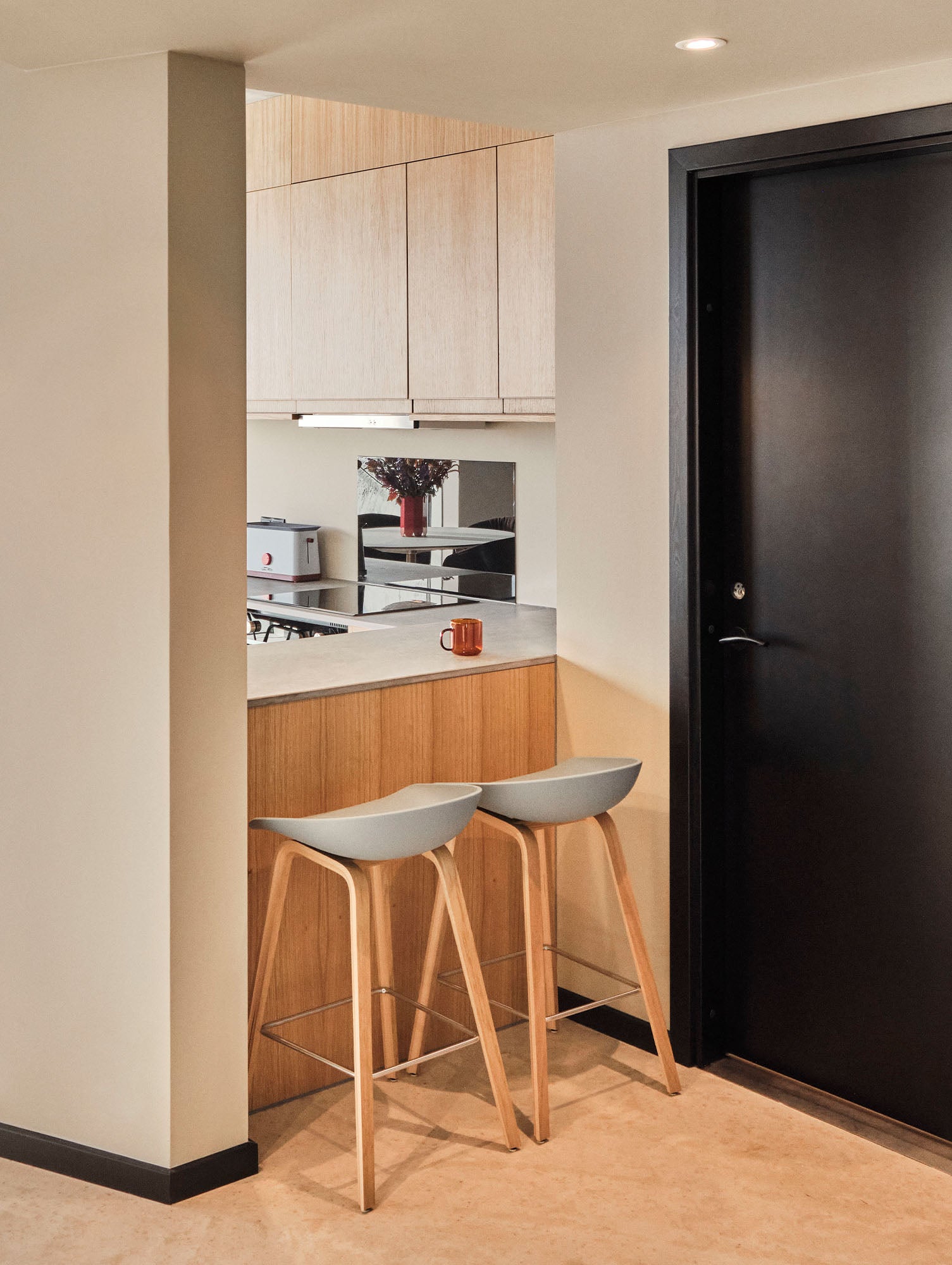 About A Stool AAS 32 by HAY - Concrete Grey Shell / Lacquered Oak Base