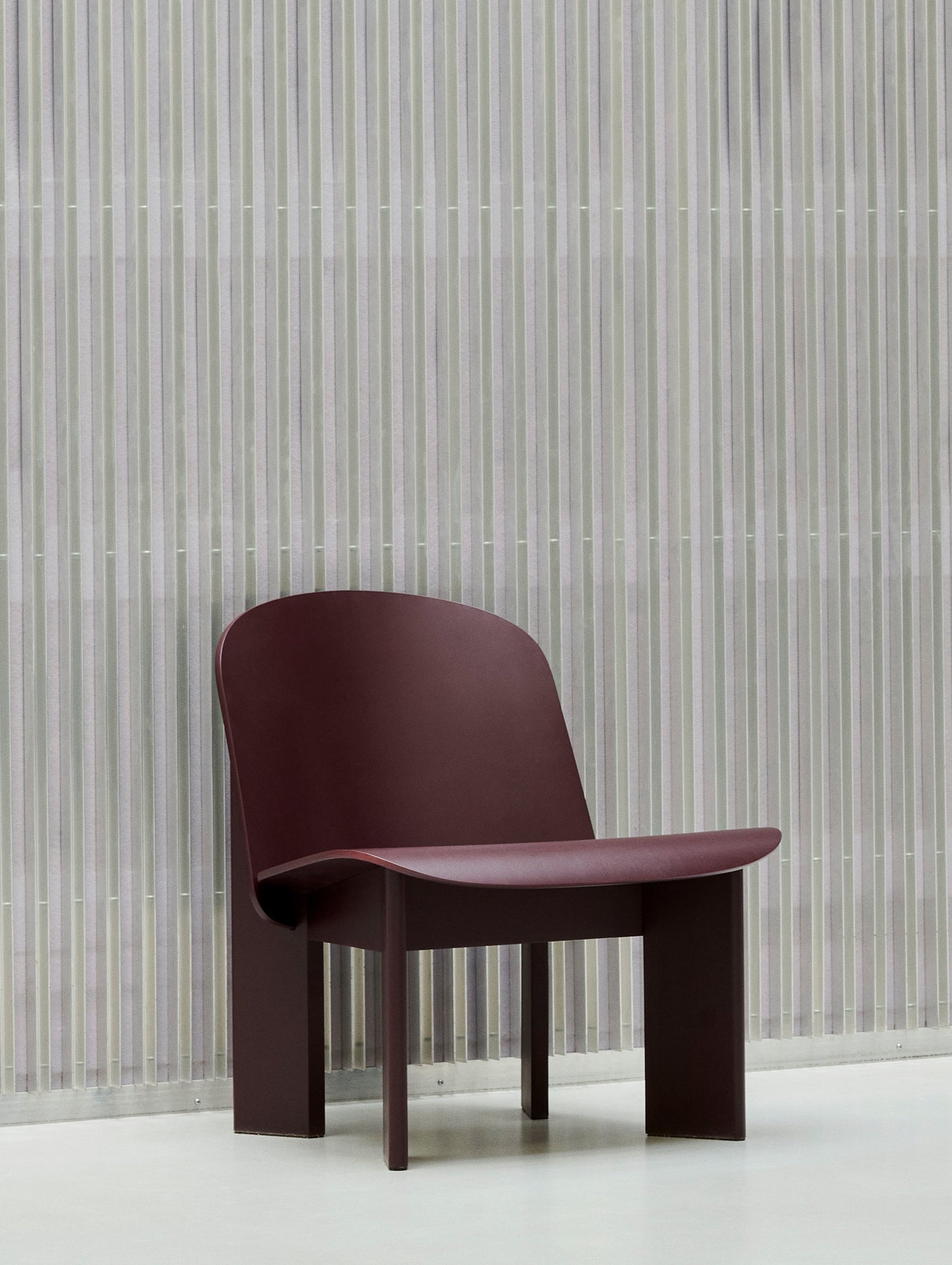 Chisel Lounge Chair by HAY - Dark Bordeaux Lacquered Beech