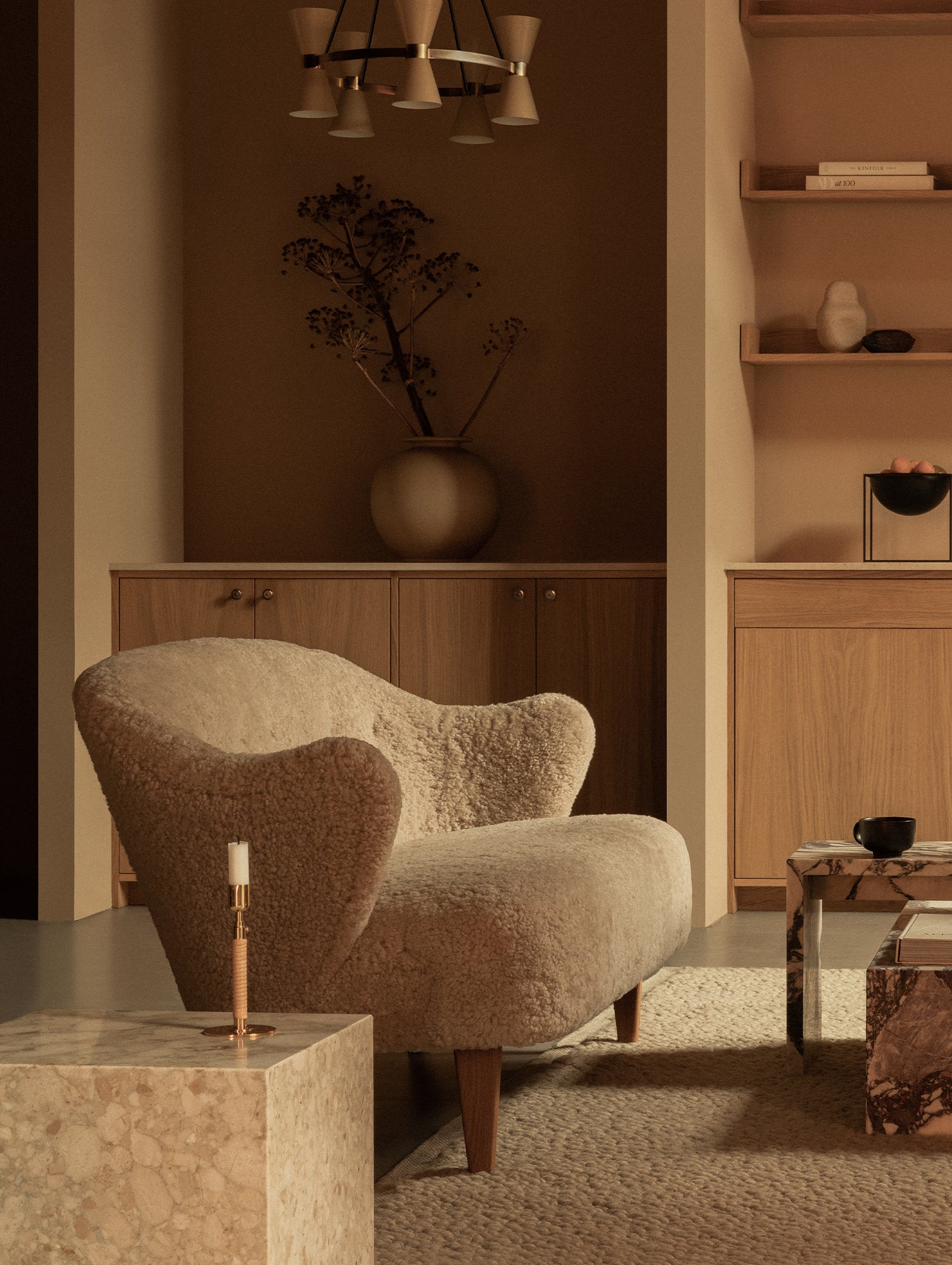 Ingeborg Lounge Chair by Audo Copenhagen - Natural Oak / Sheepskin Moonlight Ingeborg