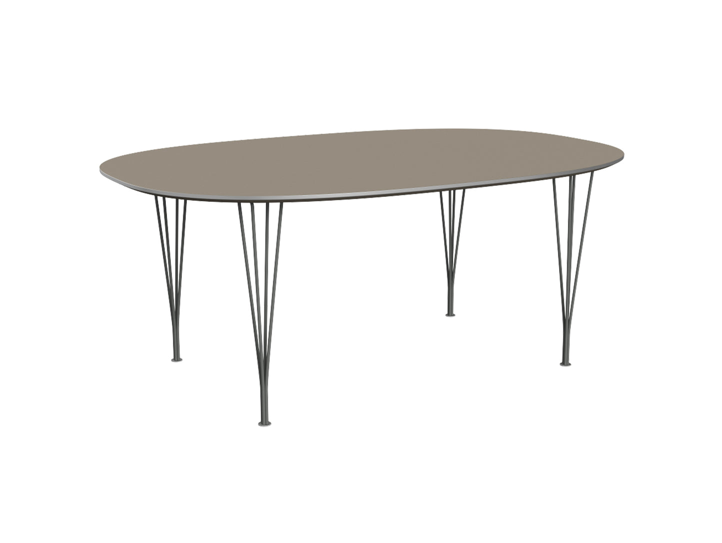 Superellipse Dining Table by Fritz Hansen - B613 / Brown Ottawa Laminate Tabletop / Silver Grey Steel Base