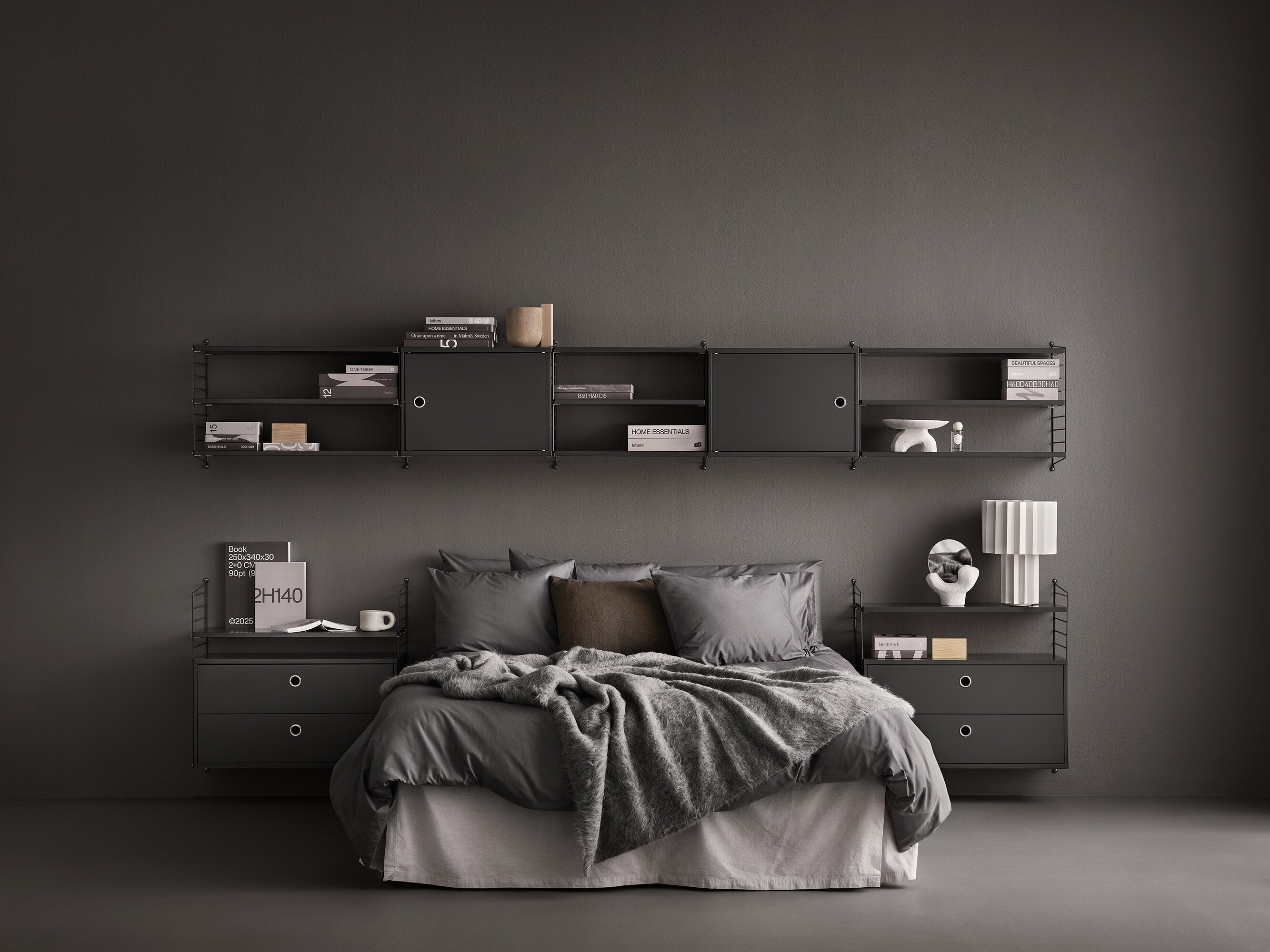 String Dark Grey Bedroom