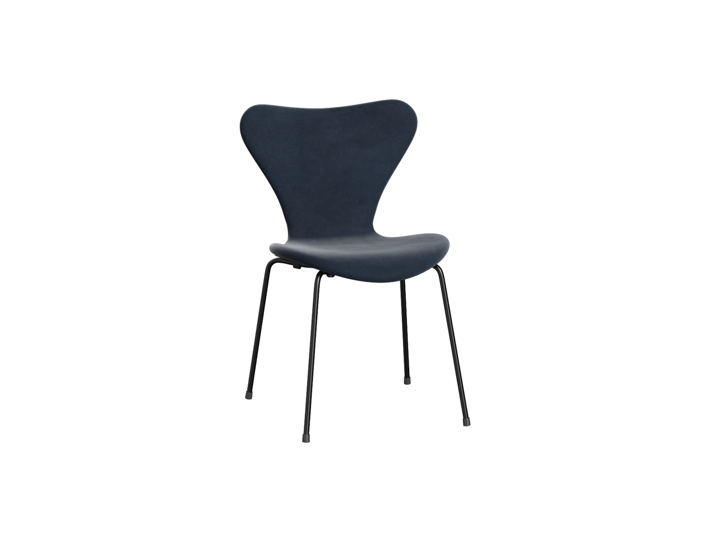 Series 7™ 3107 Dining Chair (Fully Upholstered) by Fritz Hansen - Black Steel / Belfast Grey Blue