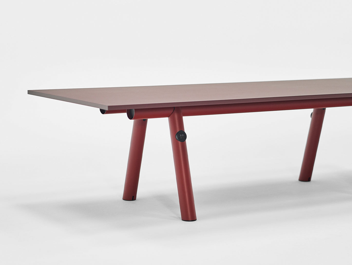 Boa Table by HAY - Barn Red Frame / Burgundy Linoleum Tabletop