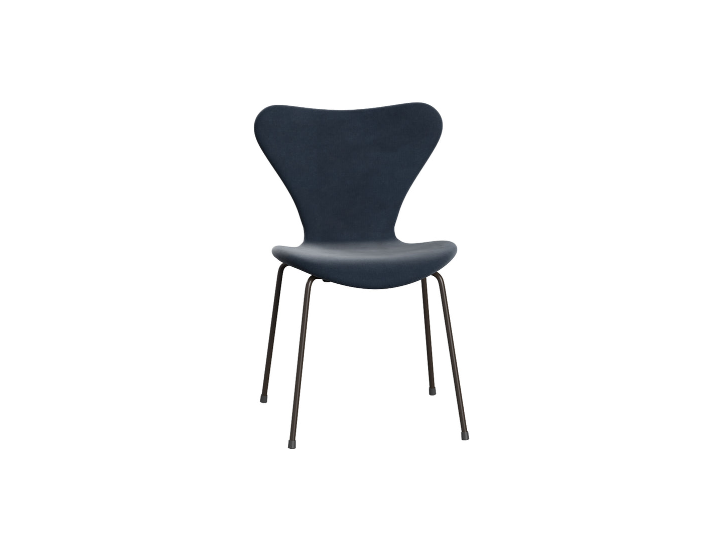 Series 7™ 3107 Dining Chair (Fully Upholstered) by Fritz Hansen - Brown Bronze Steel / Belfase Grey Blue