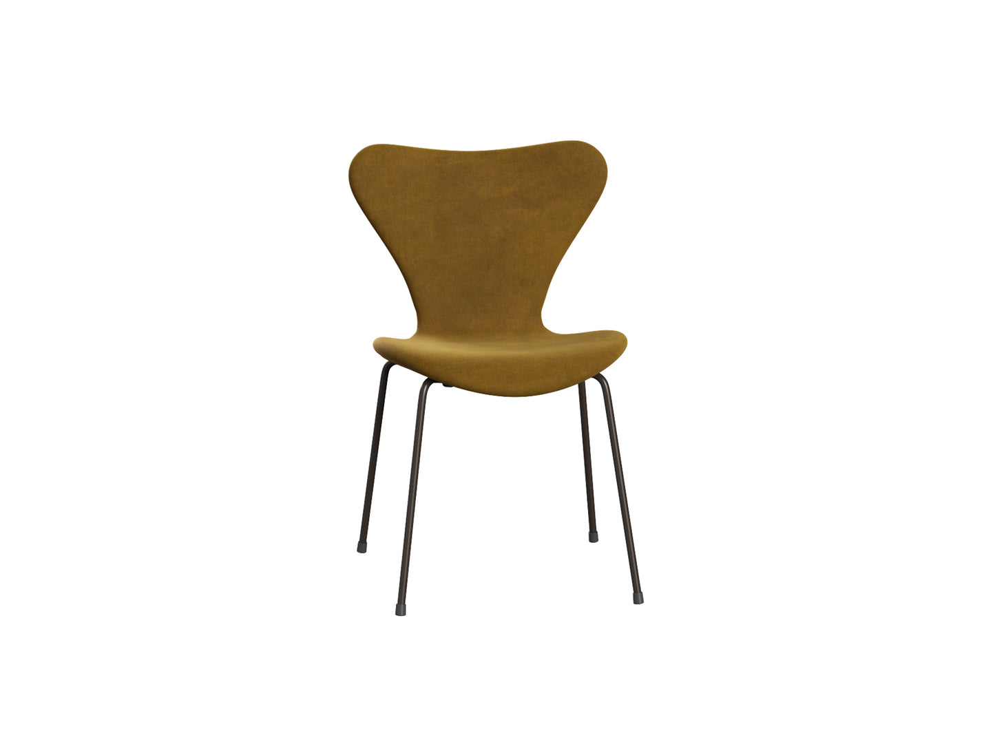 Series 7™ 3107 Dining Chair (Fully Upholstered) by Fritz Hansen - Brown Bronze Steel / Belfase Soft Ochre