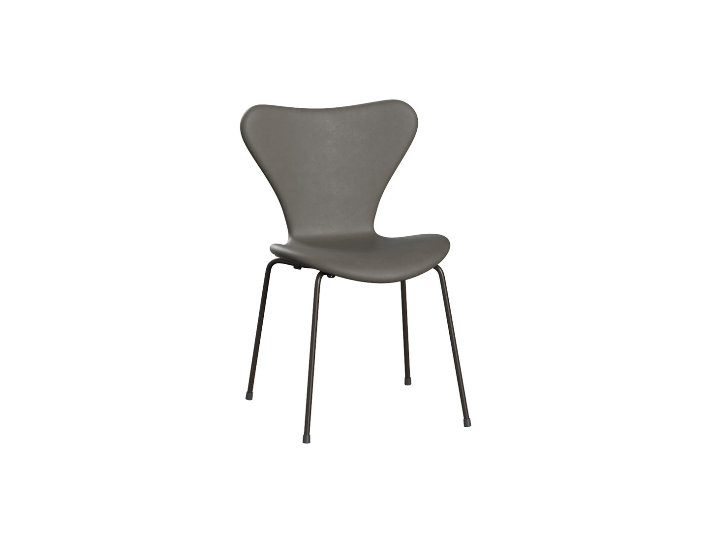 Series 7™ 3107 Dining Chair (Fully Upholstered) by Fritz Hansen - Brown Bronze Steel / Essential Lava Leather