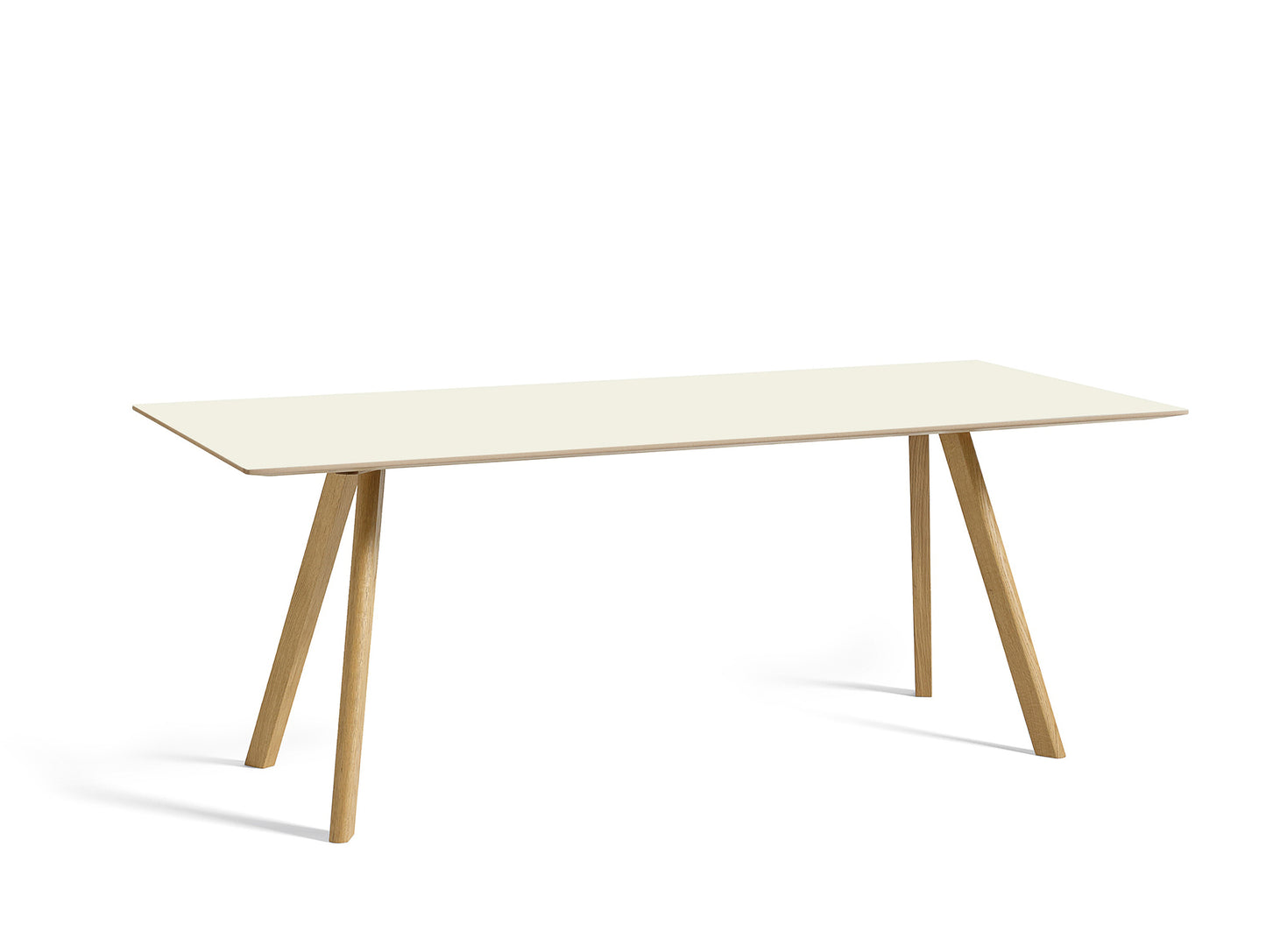 Copenhague Dining Table CPH30 by HAY / 90 x 200 cm / Off-white linoleum top / Oak base (water based lacquer).