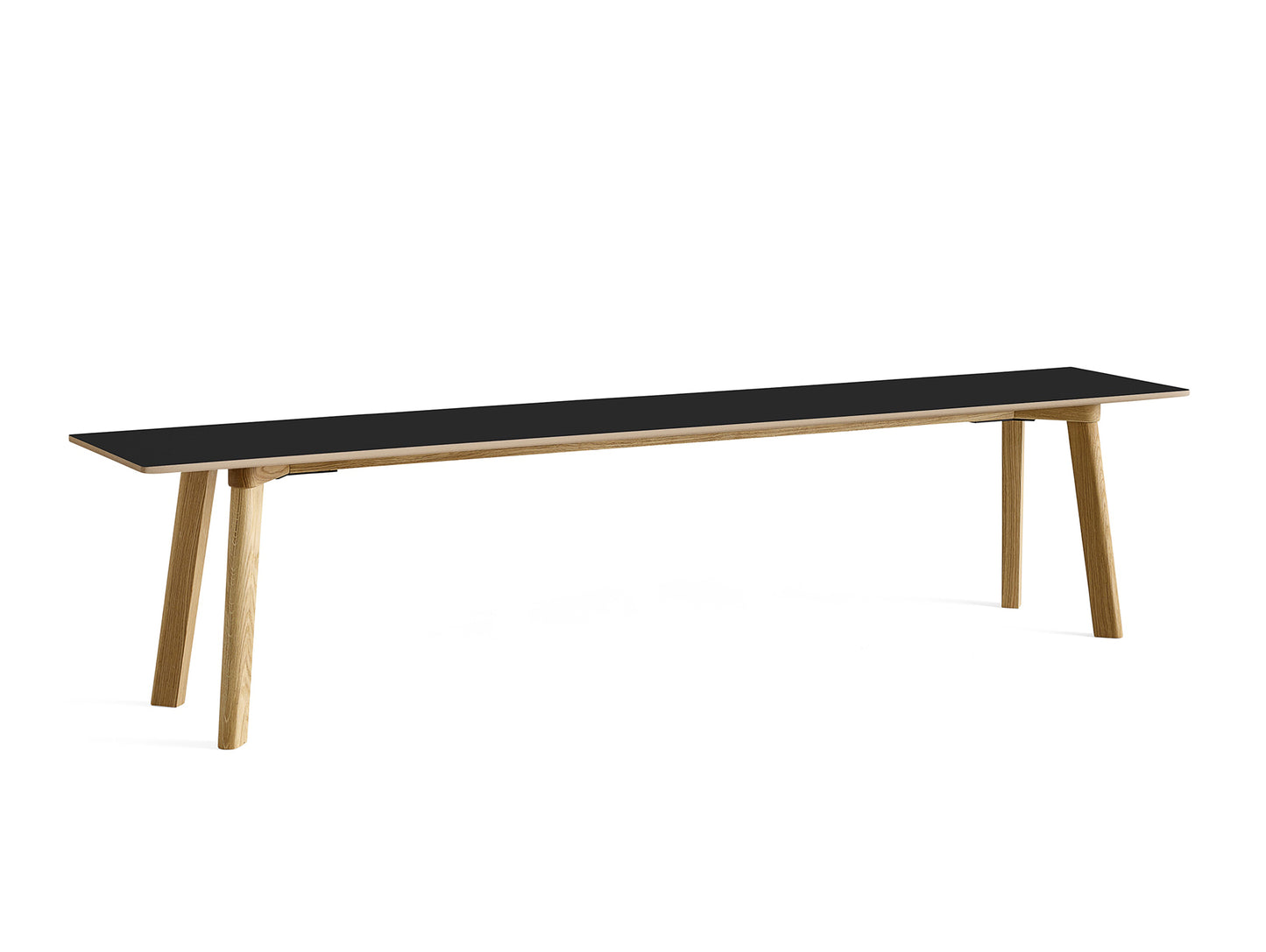 Copenhague Deux Bench CPH215 by HAY - L200 cm / Lacquered Oak Base / Ink Black Laminate