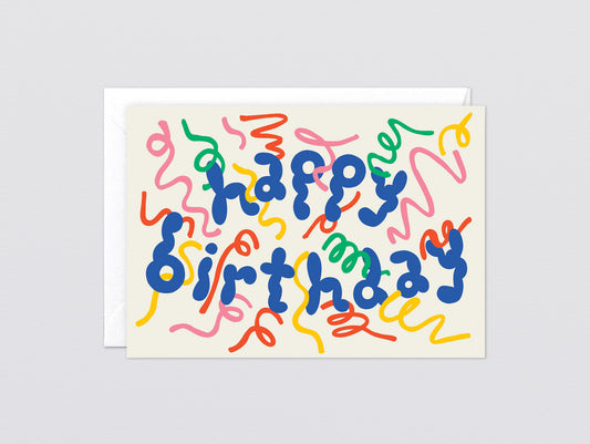 'Happy Birthday Streamers' Embossed Greetings Card by Wrap