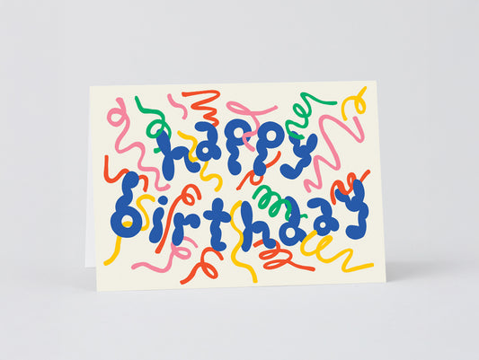 'Happy Birthday Streamers' Embossed Greetings Card by Wrap