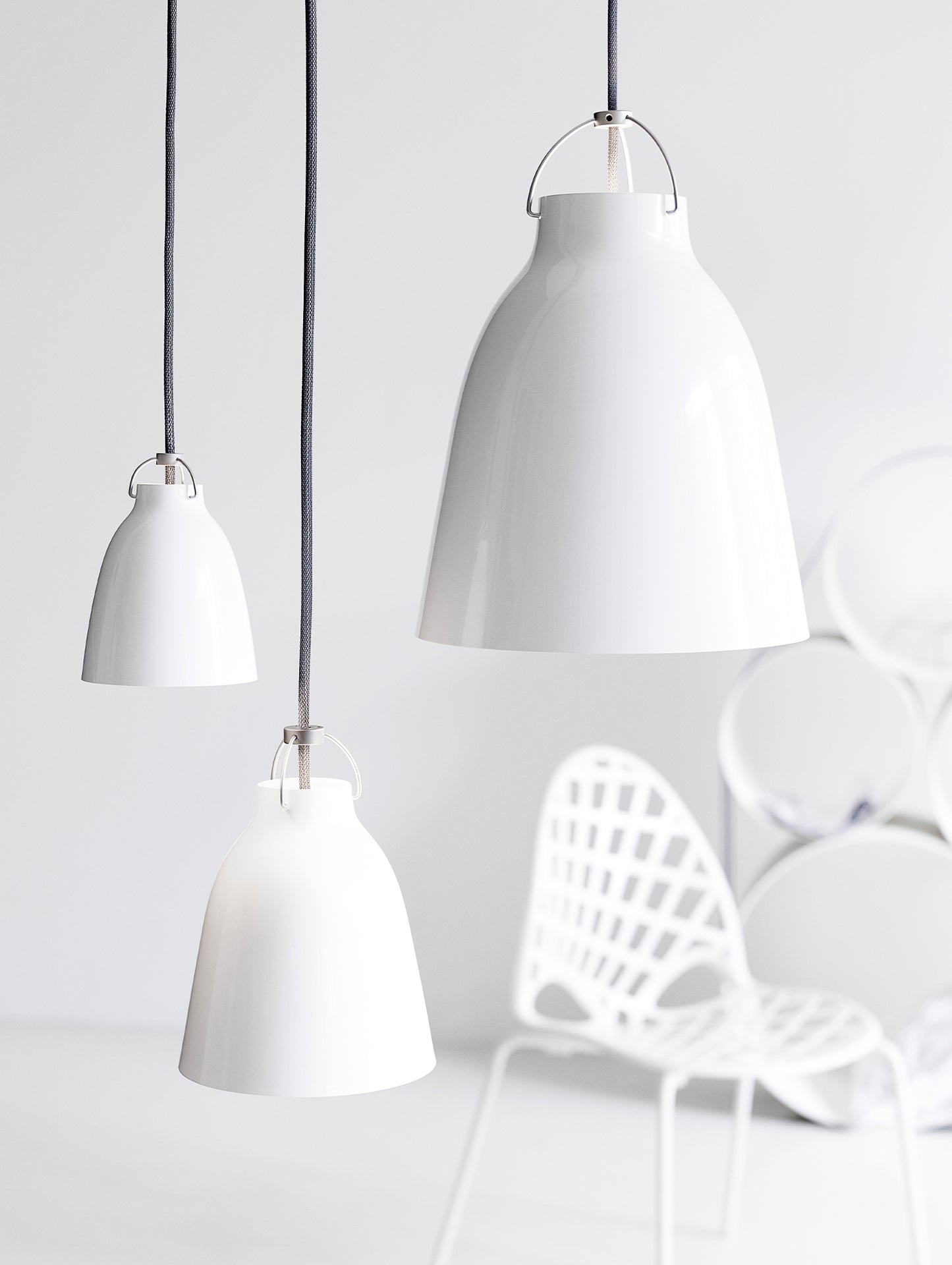 Caravaggio Pendant Light by Fritz Hansen - High-Gloss White Aluminium