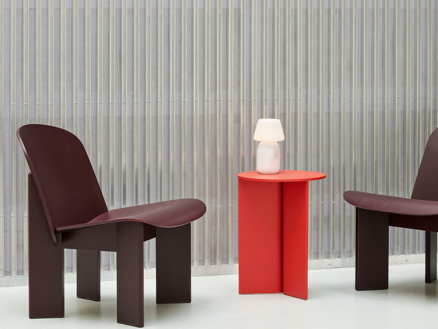 Chisel Lounge Chair by HAY - Dark Bordeaux Lacquered Beech