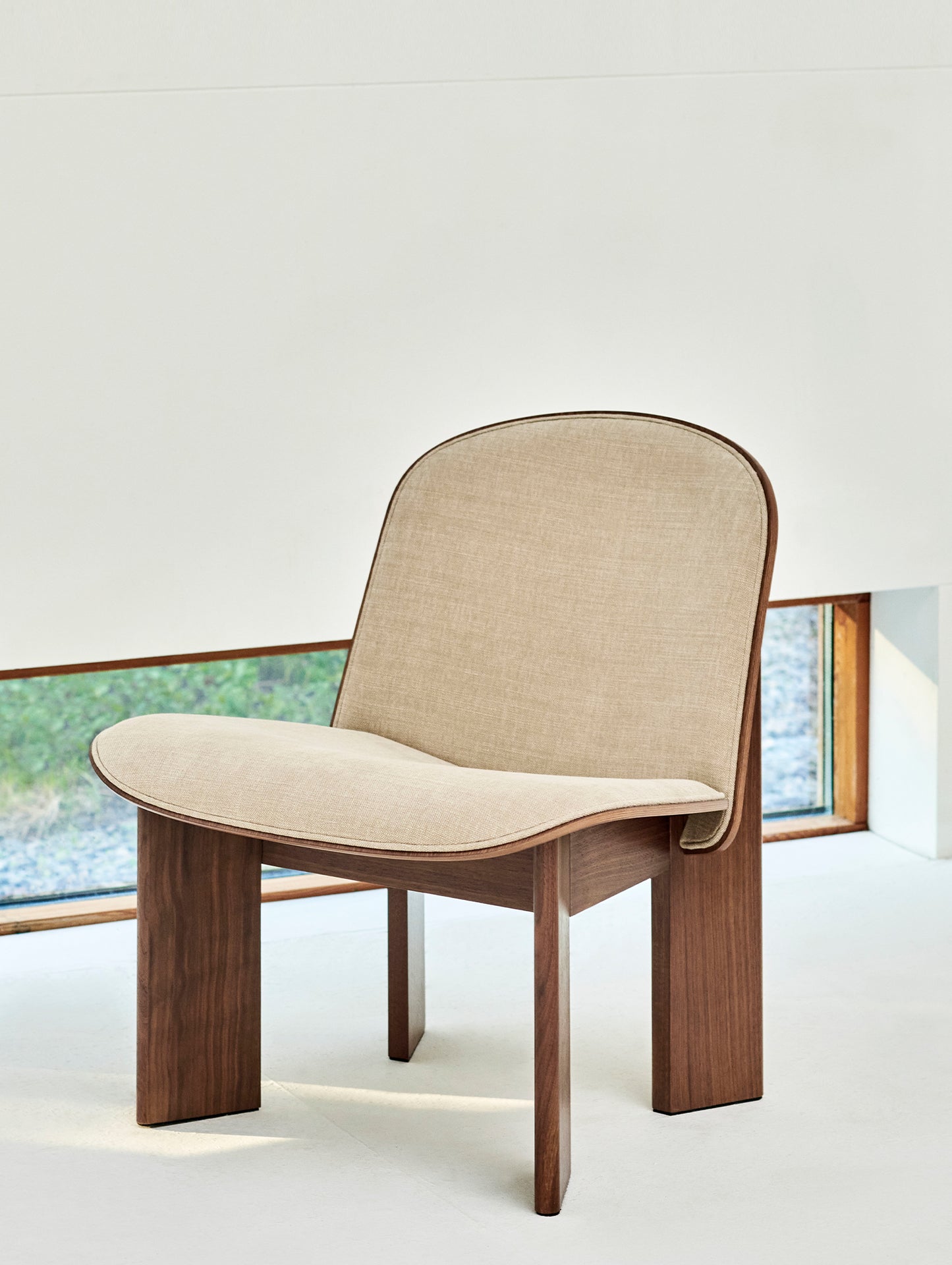Chisel Lounge Chair (Front Upholstery) by HAY - Lacquered Walnut / Linara Doeskin 216
