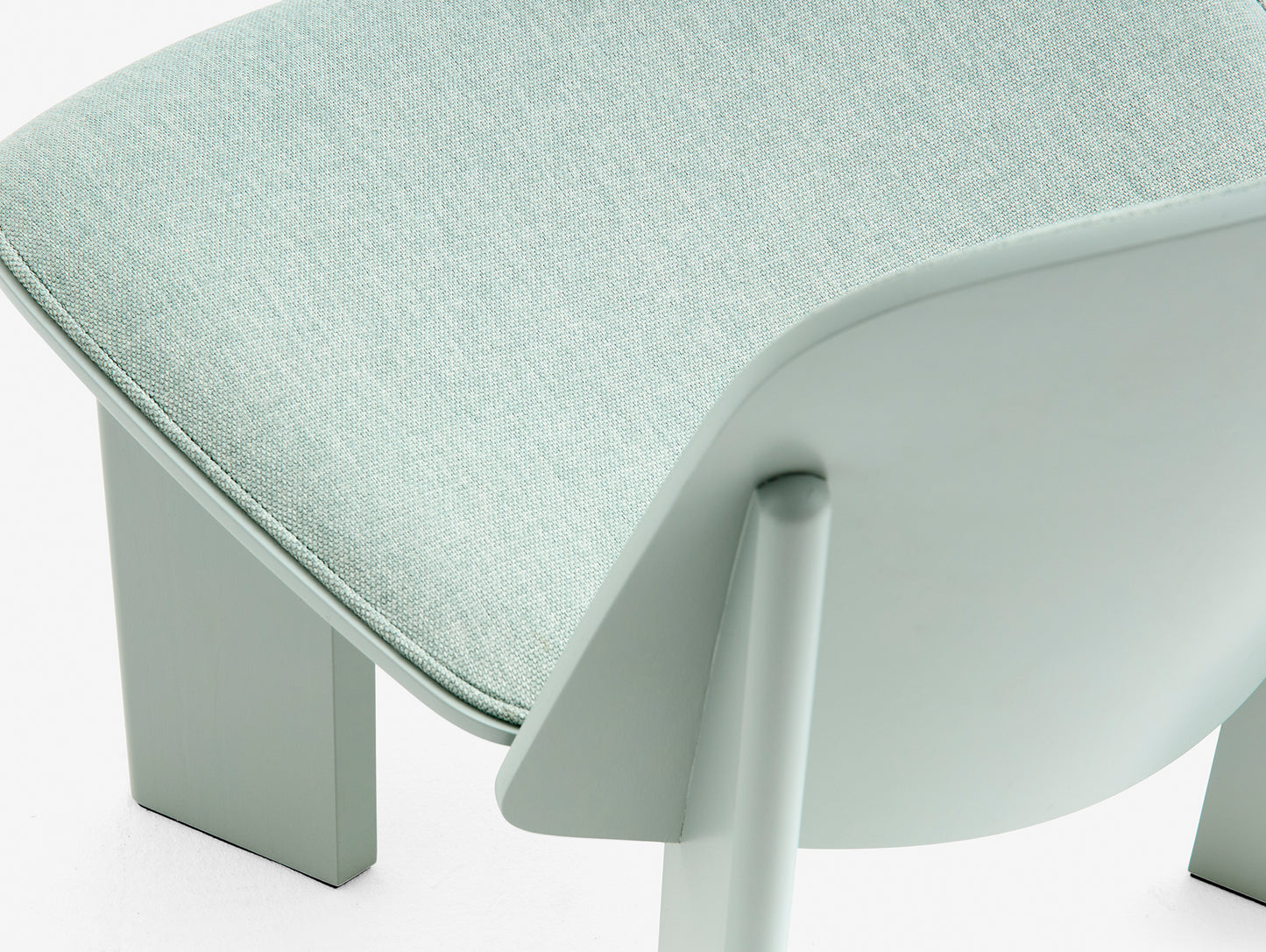 Chisel Lounge Chair (Front Upholstery) by HAY - Eucalyptus Lacquered Beech / Metaphor 023 Sylvan