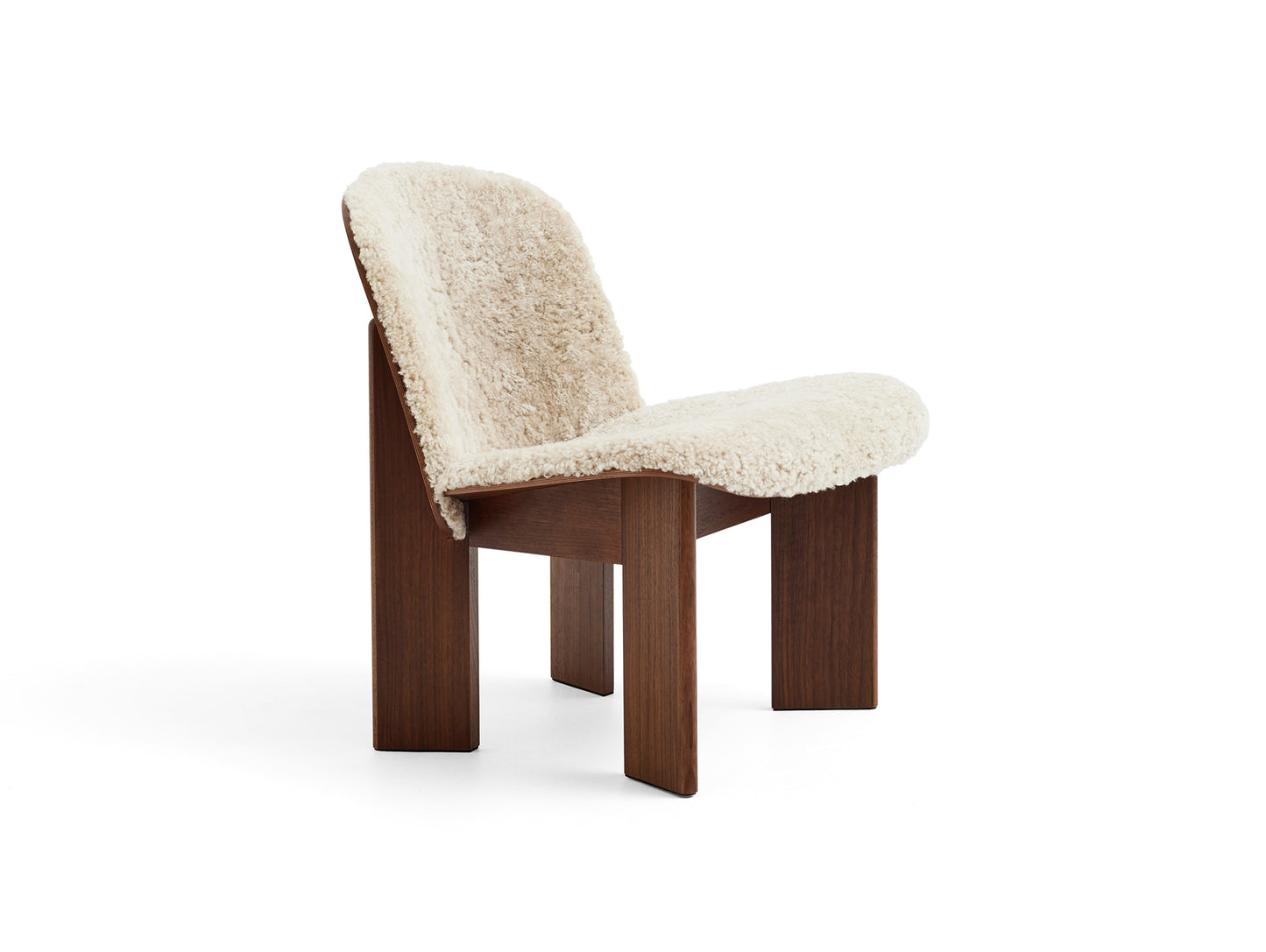 Chisel Lounge Chair (Front Upholstery) by HAY - Lacquered Walnut / Mohawi Sheepskin 21