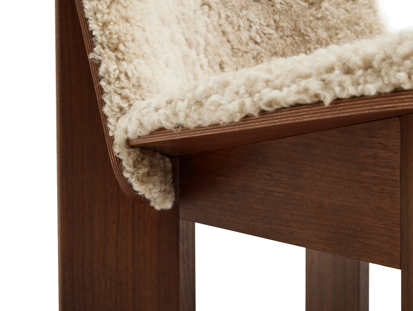 Chisel Lounge Chair (Front Upholstery) by HAY - Lacquered Walnut / Mohawi Sheepskin 21