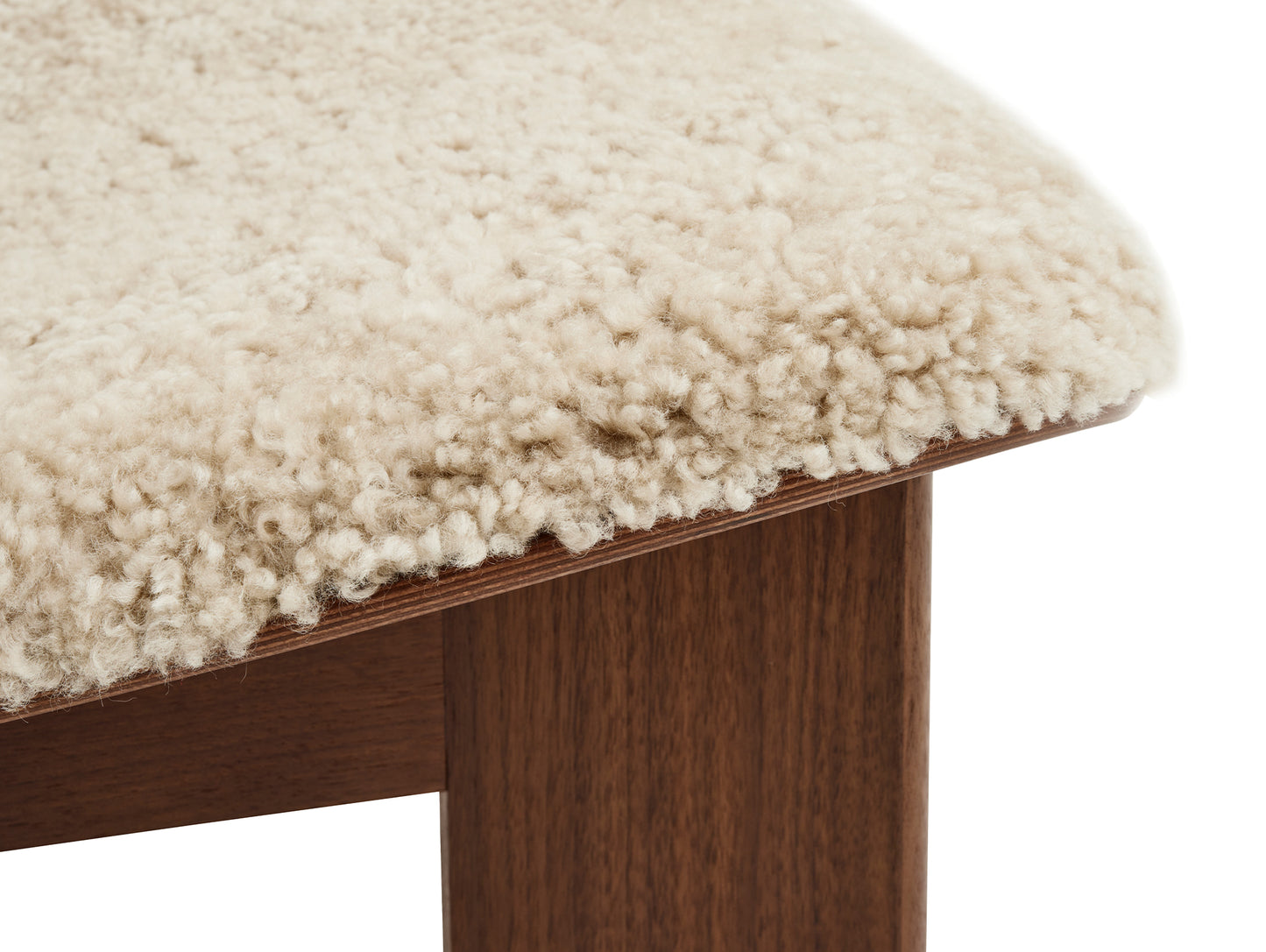Chisel Lounge Chair (Front Upholstery) by HAY - Lacquered Walnut / Mohawi Sheepskin 21