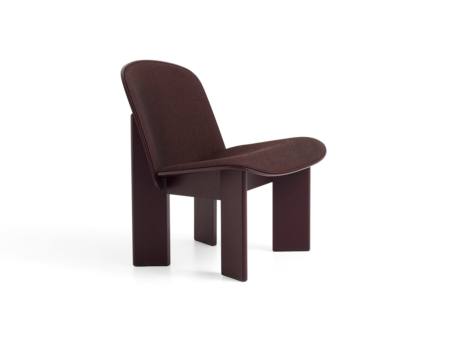 Chisel Lounge Chair (Front Upholstery) by HAY - Dark Bordeaux Lacquered Beech / Remix 3 373