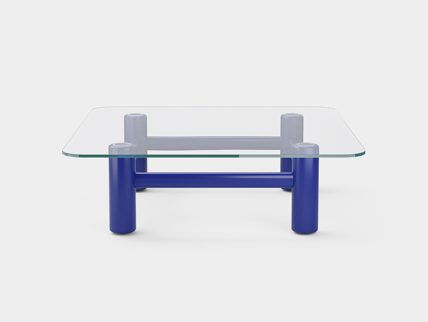 Boundary Table by Massproductions - Square (120 x 120 cm) /  Ultramarine Blue Varnished Beech