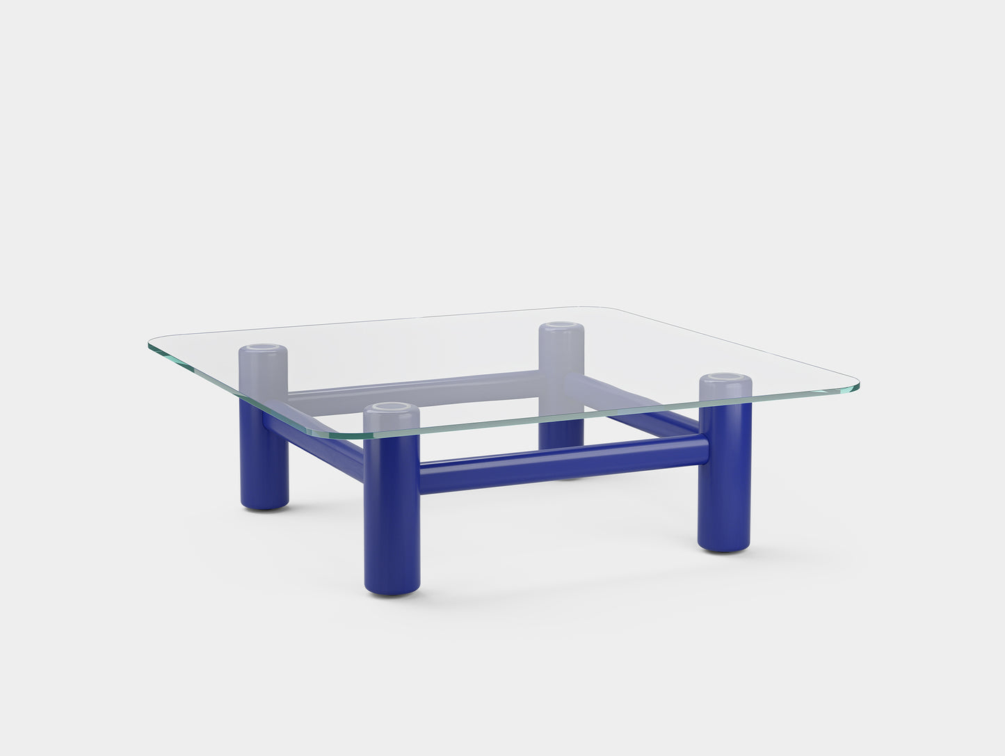 Boundary Table by Massproductions - Square (120 x 120 cm) /  Ultramarine Blue Varnished Beech