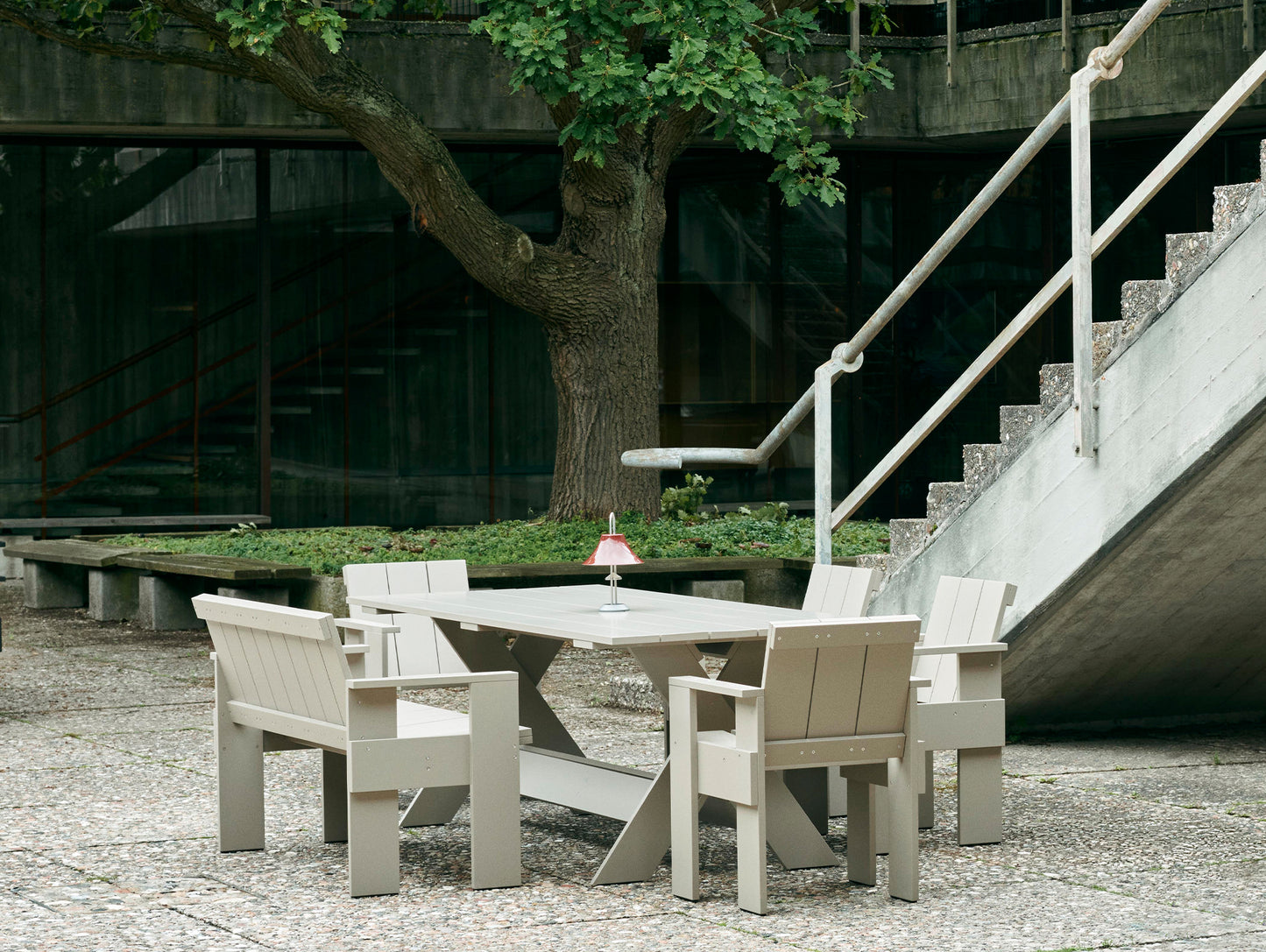 Crate Dining Bench - London Fog Lacquered Pinewood