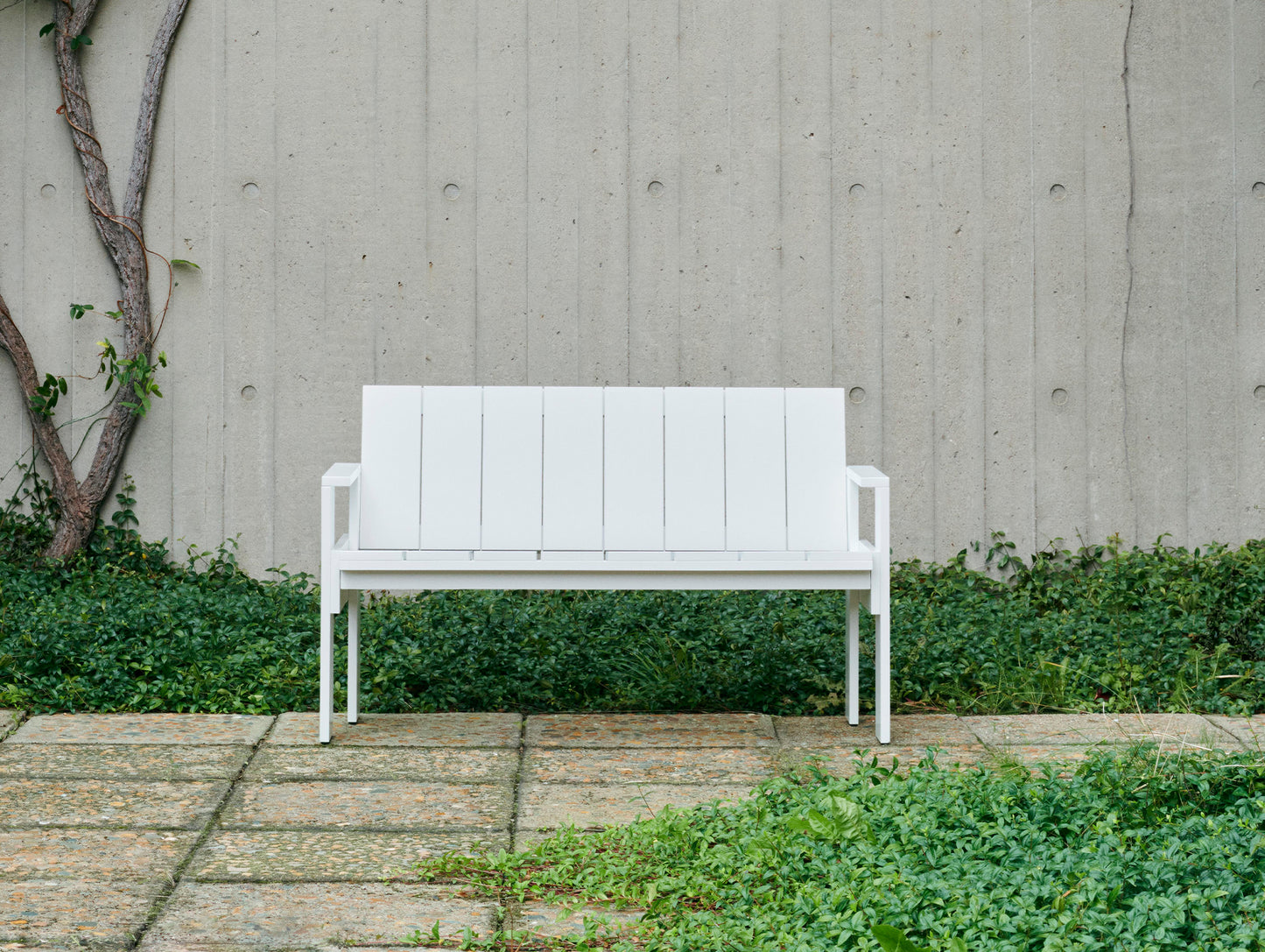 Crate Dining Bench - White Lacquered Pinewood