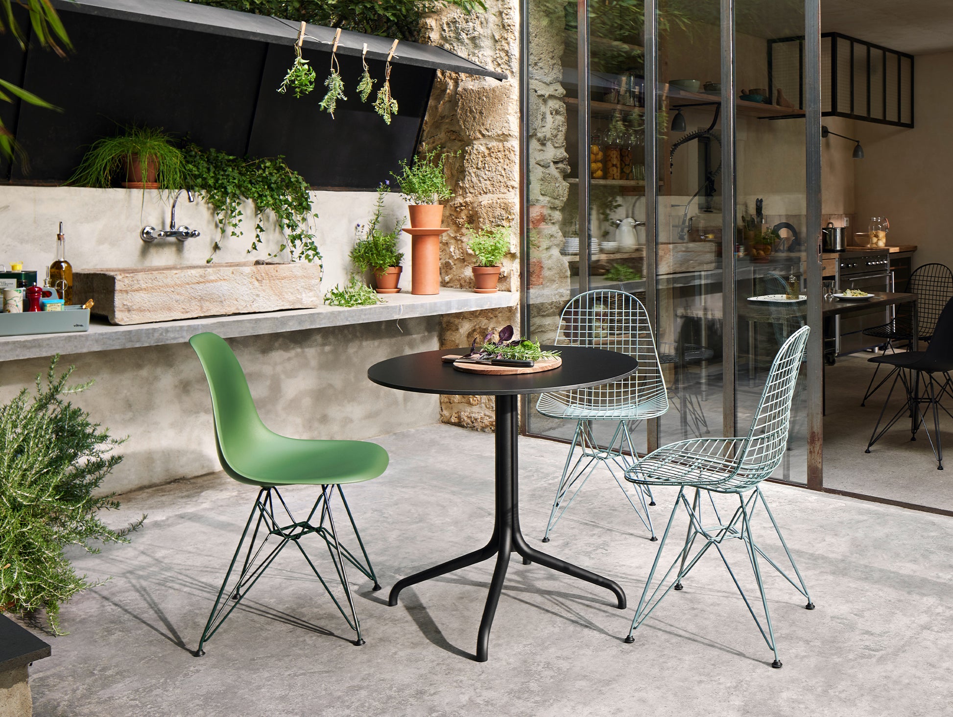 Eames DSR Plastic Side Chair by Vitra - Forest 48 Seat / Dark Green 24 Base