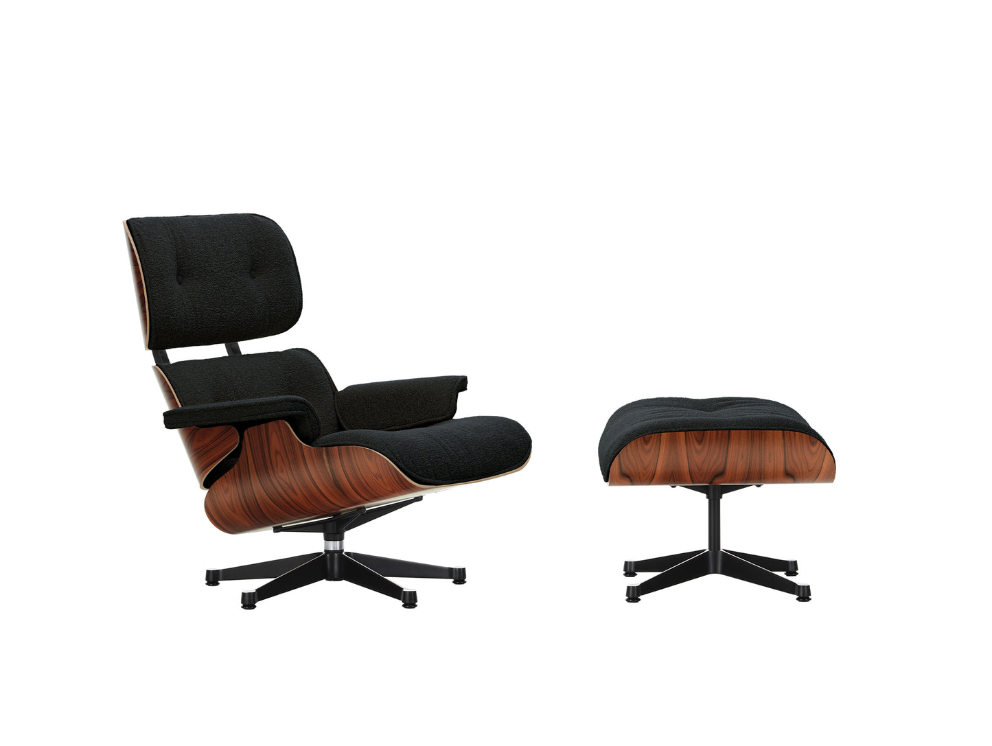 Eames Lounge Chair by Vitra - Santos palisander / 11 Anthracite Black Nubia