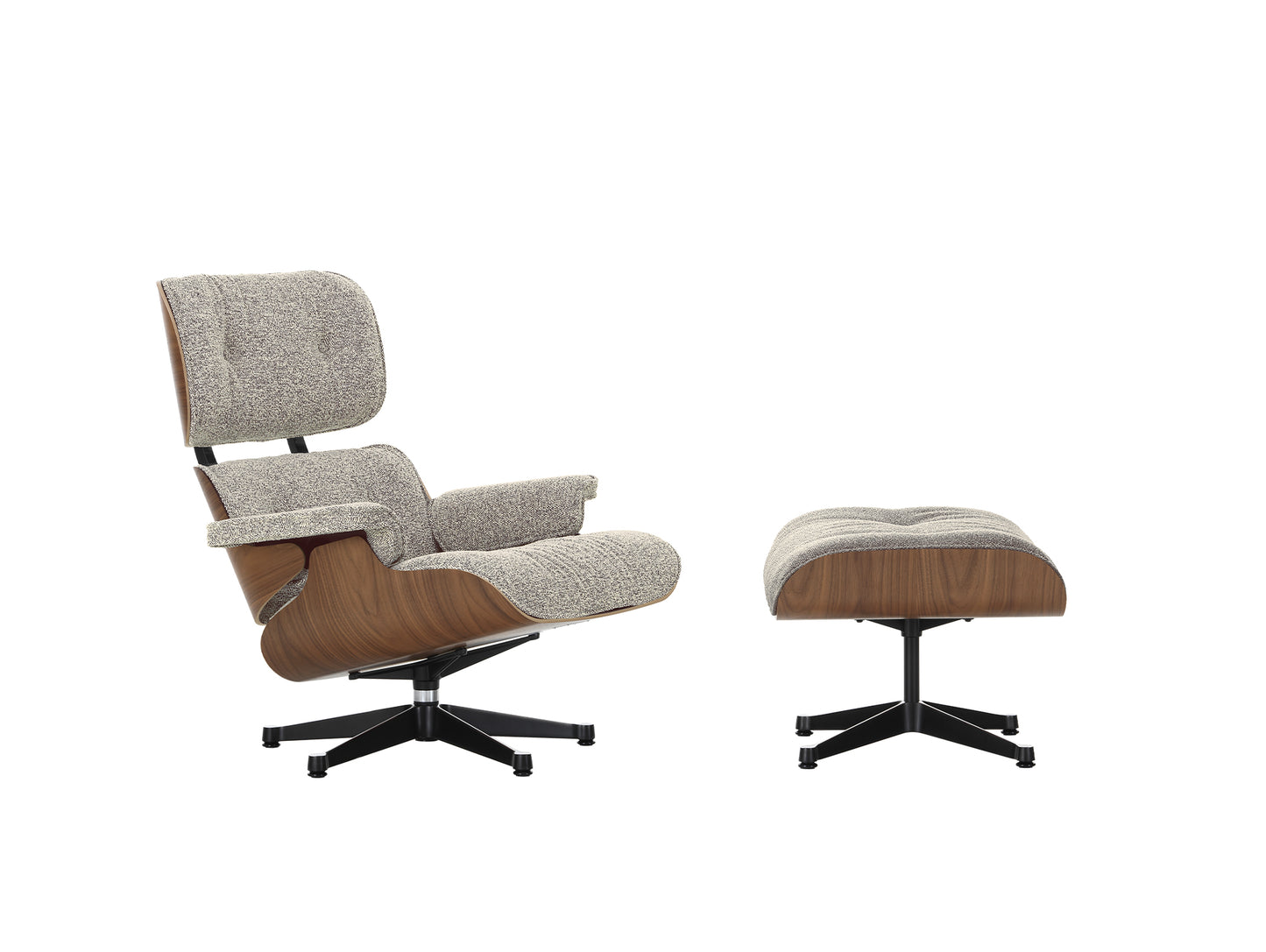 Eames Lounge Chair by Vitra - Lacquered Walnut / 05 Cream Dark Brown Nubia