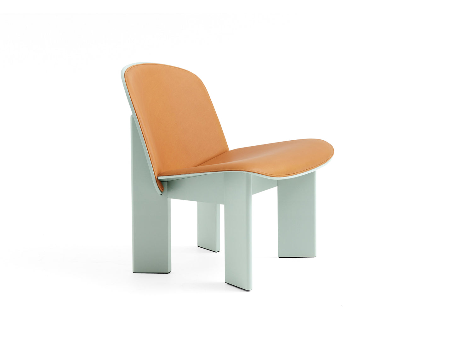 Chisel Lounge Chair (Front Upholstery) by HAY - Eucalyptus Lacquered Beech / Cognac Sense Leather
