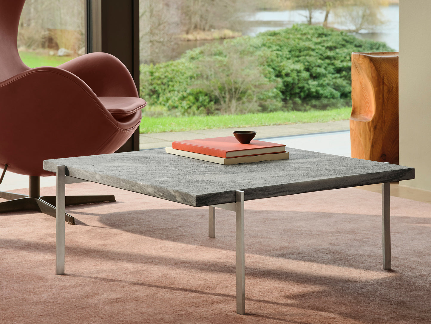 PK61 Coffee Table by Fritz Hansen - Grey White Marble Rolled