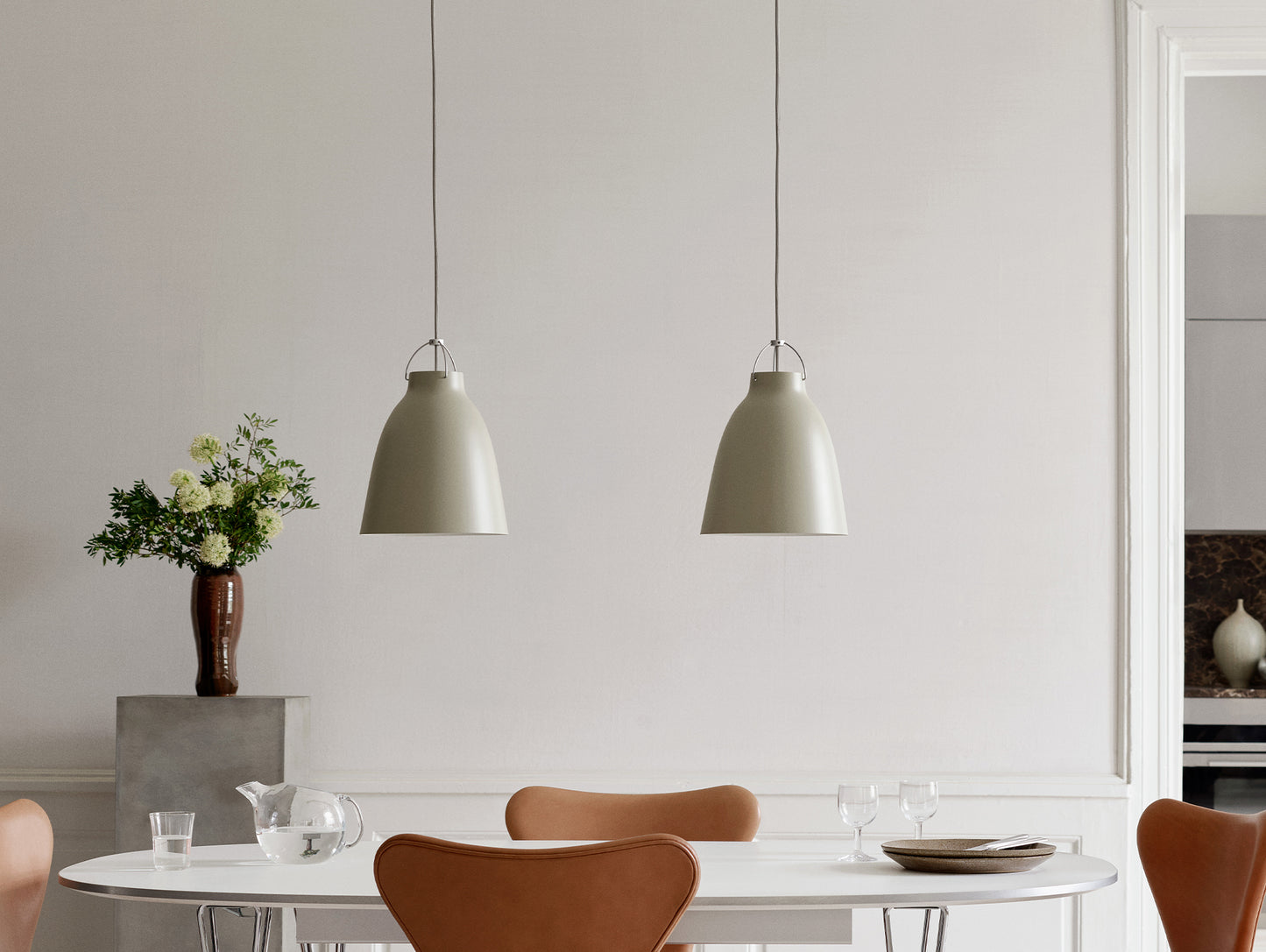 Caravaggio Pendant Light by Fritz Hansen - P2 / Matt Dusty Green Aluminium