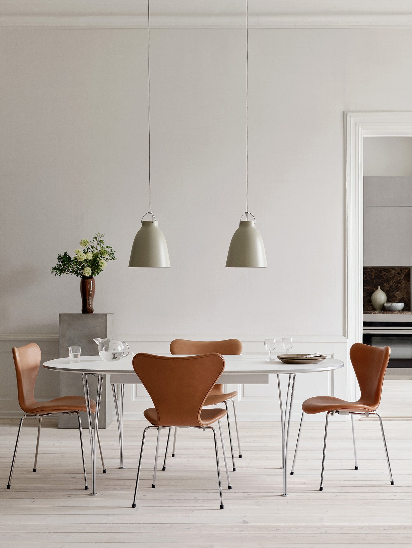 Caravaggio Pendant Light by Fritz Hansen - P2 / Matt Dusty Green Aluminium