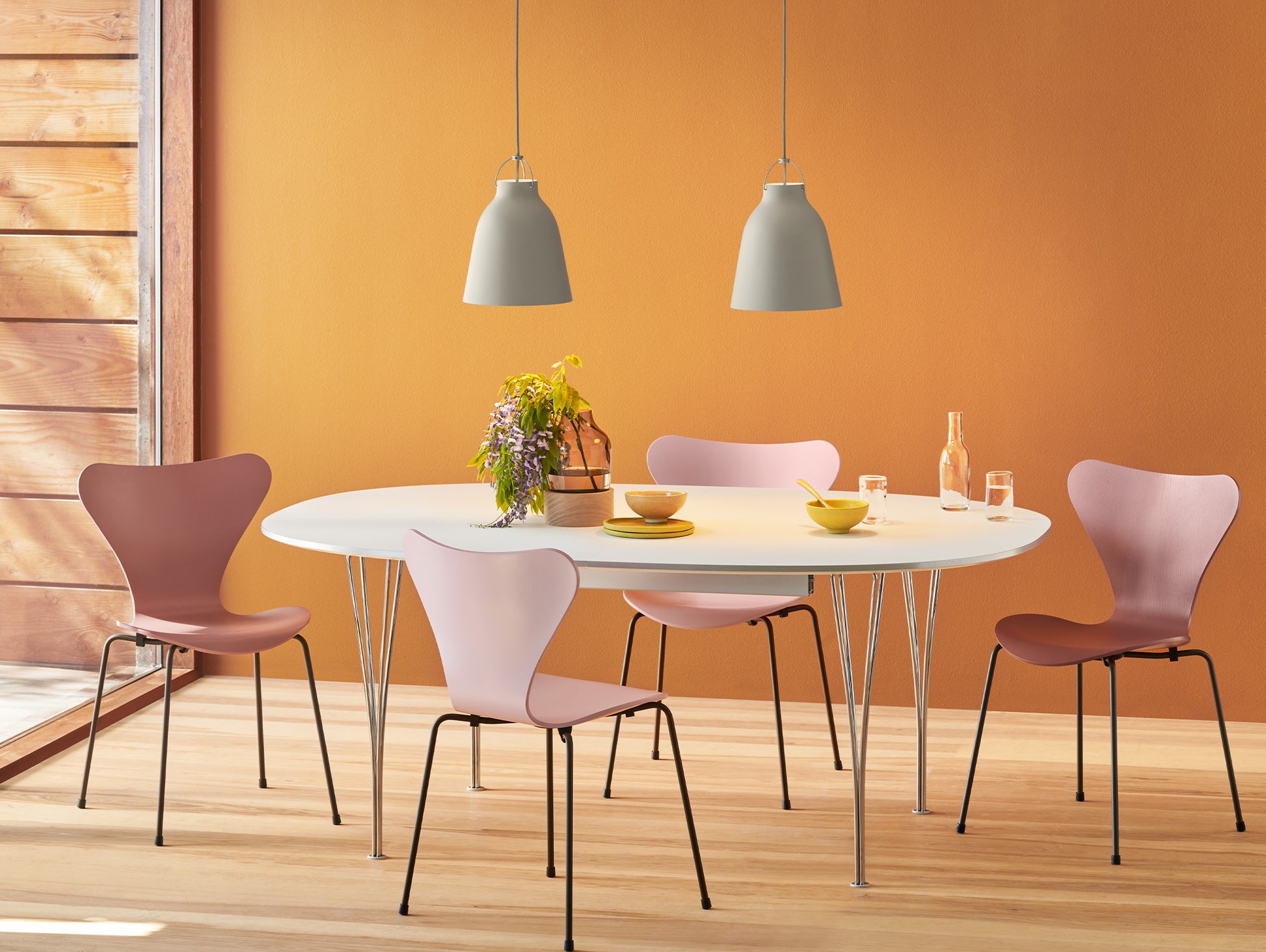 Series 7™ 3107 Dining Chair by Fritz Hansen - Pale Rose, Wild Rose