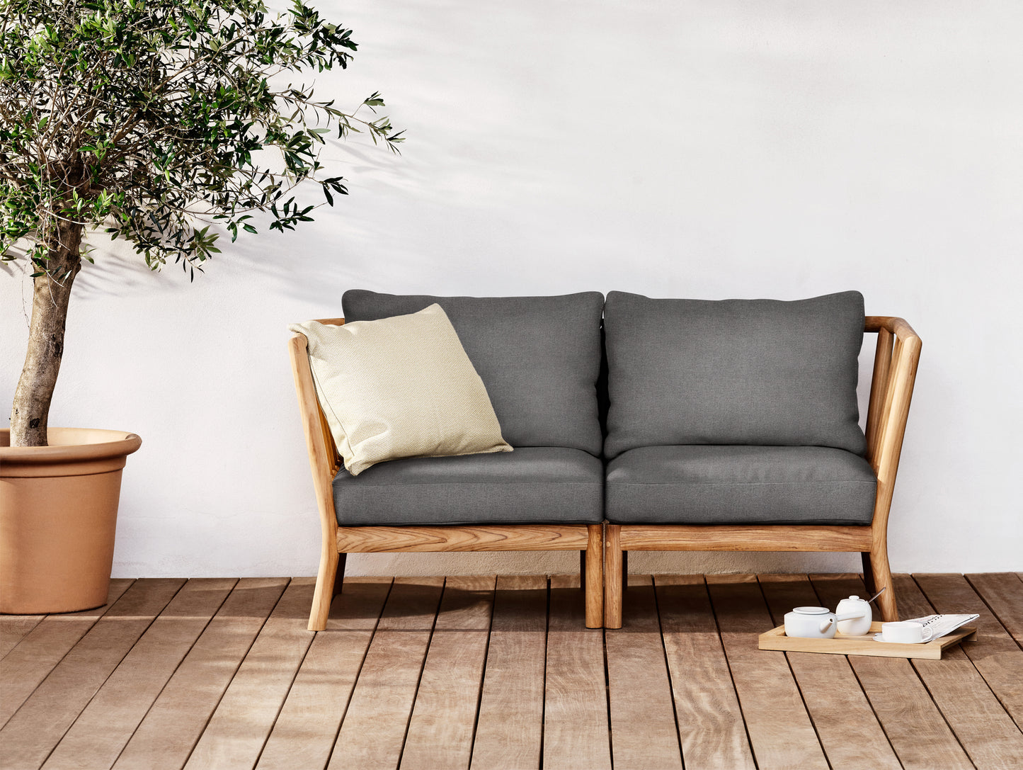 Tradition Outdoor Modular Sofa by Fritz Hansen - Two End Modules join to make a 2-Seater Sofa