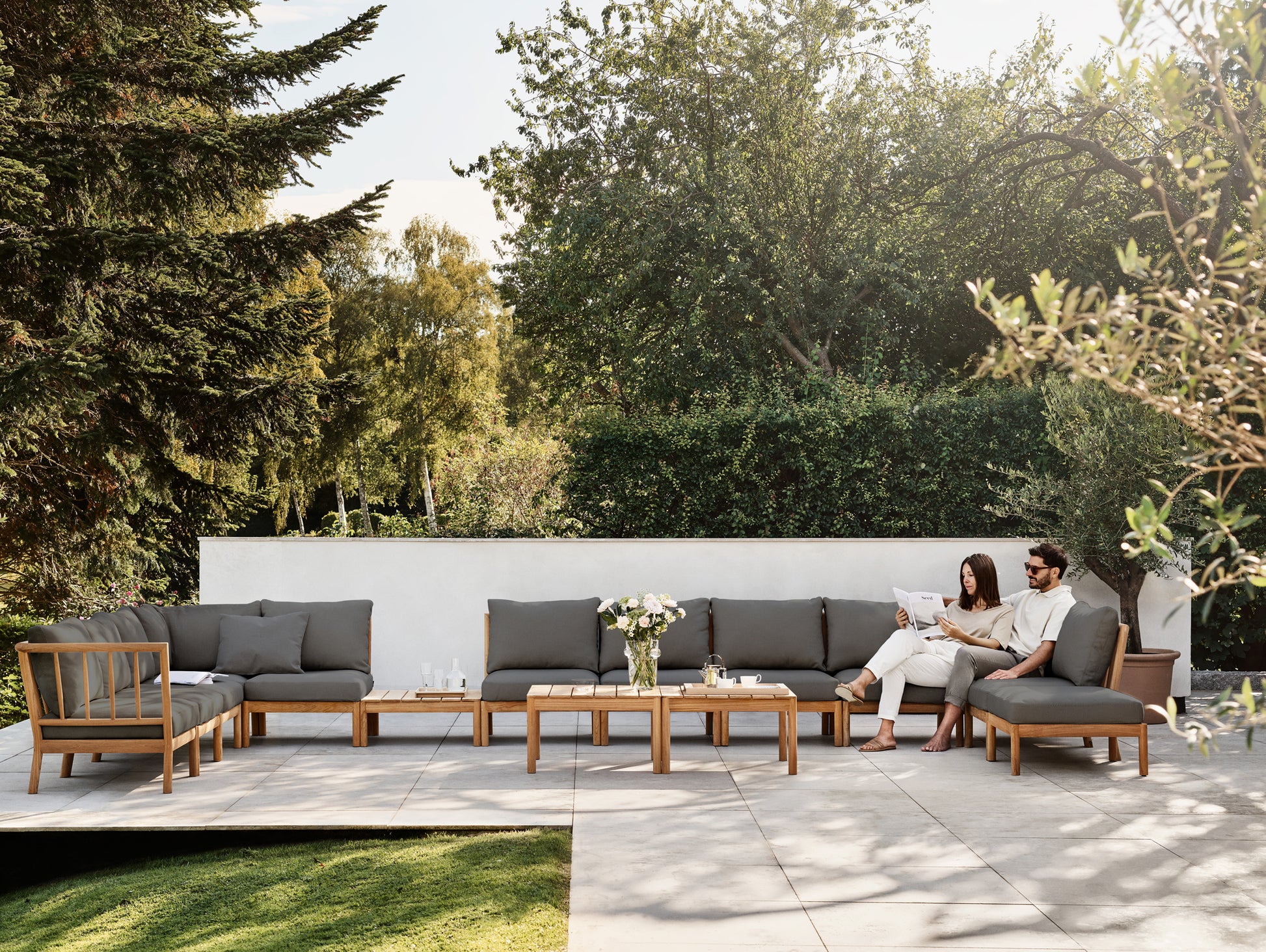 Tradition Outdoor Modular Sofa by Fritz Hansen - UK Charcoal Fabric